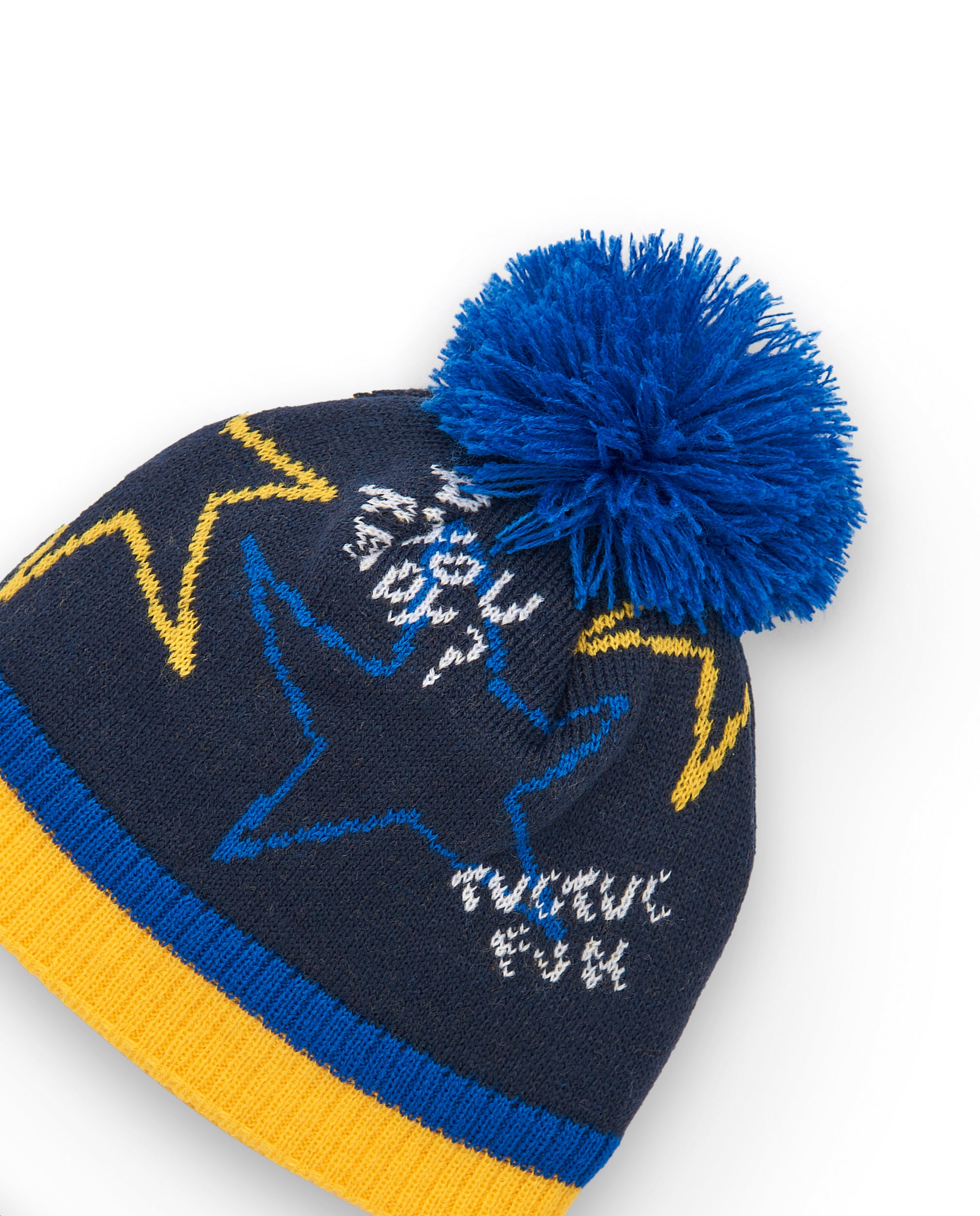 Gorro y bandana niño en azul marino con detalles de estrellas