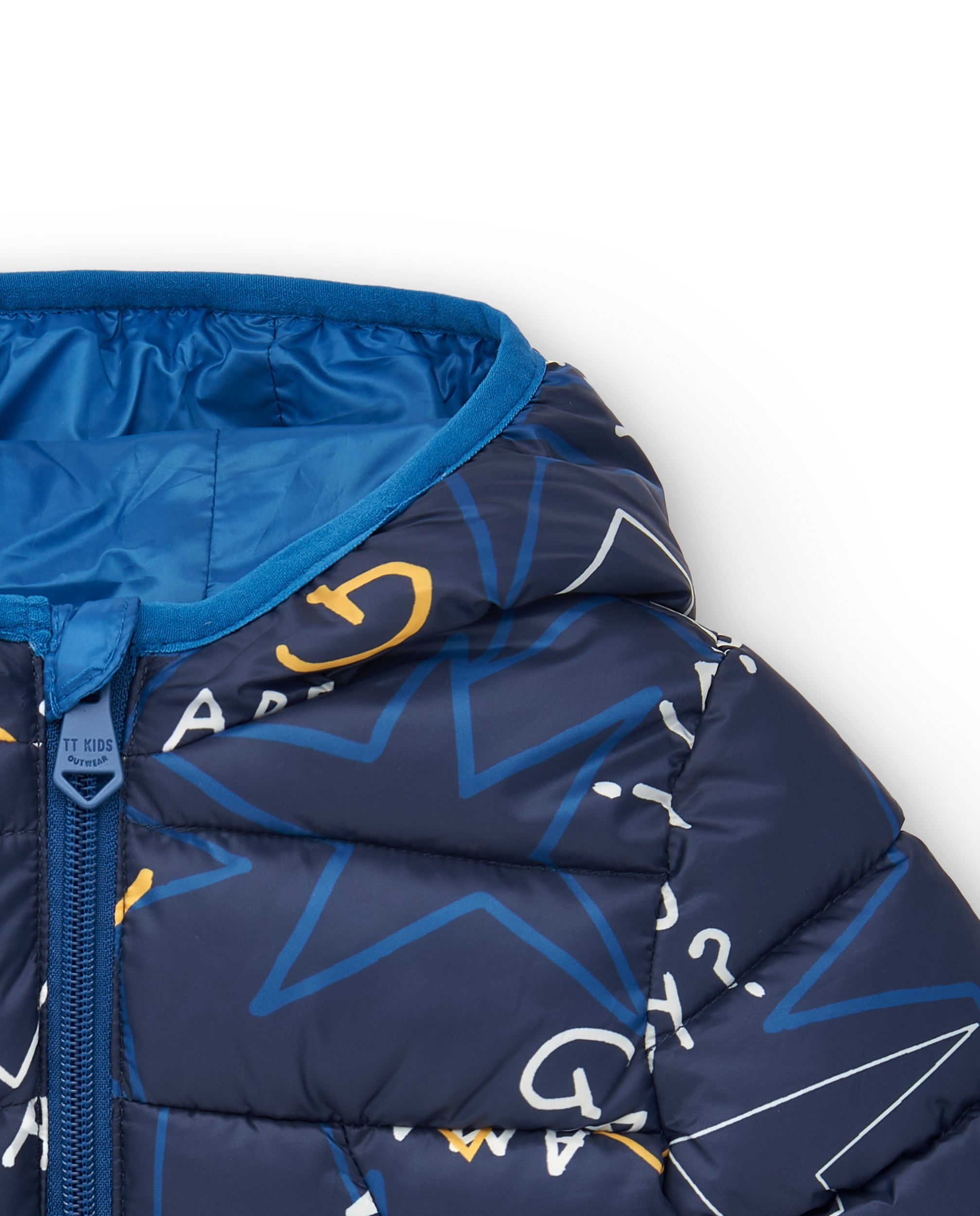 Parka técnica niño en azul marino con estampado gráfico