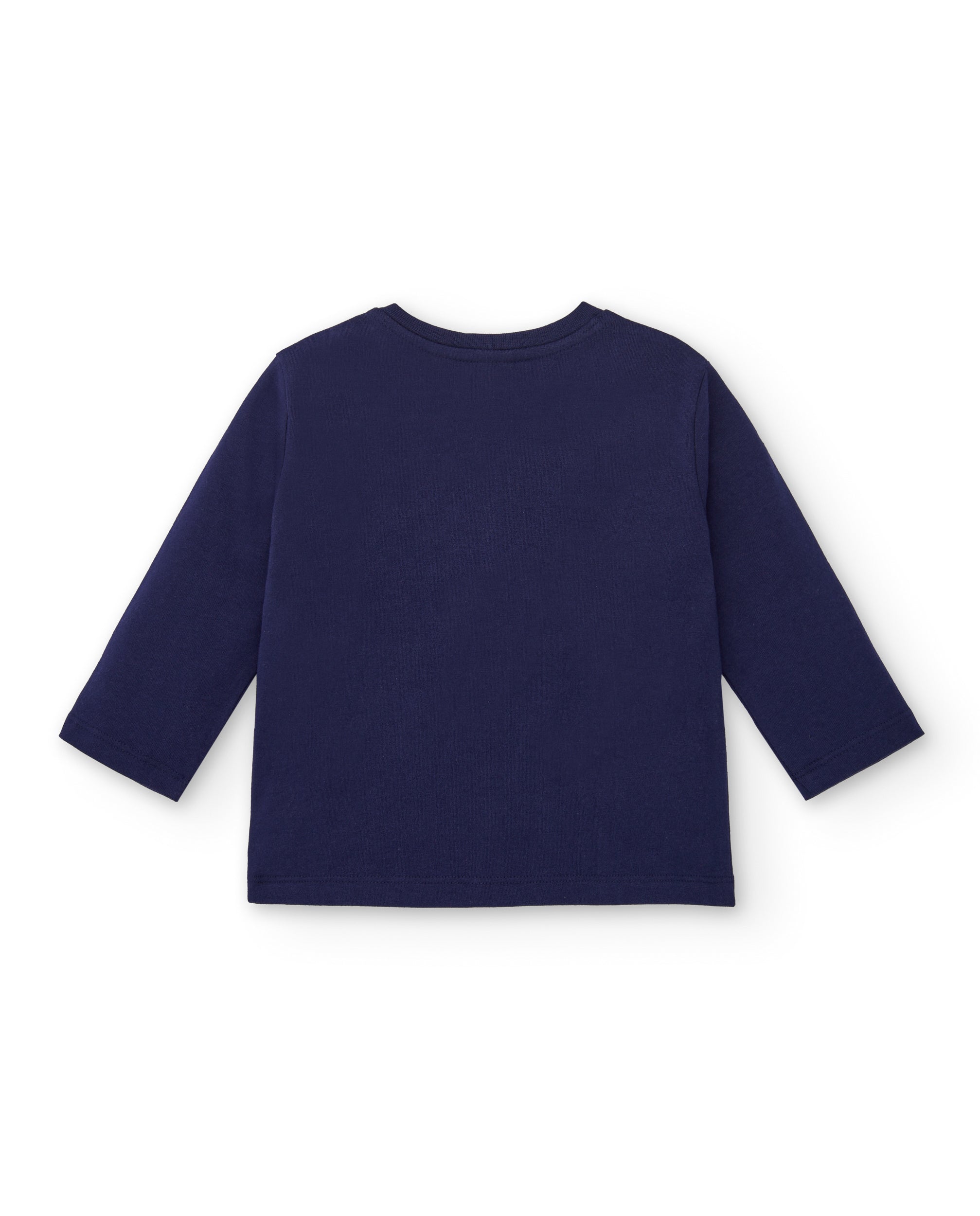 Camiseta punto niño en azul marino con estampado de cañón y