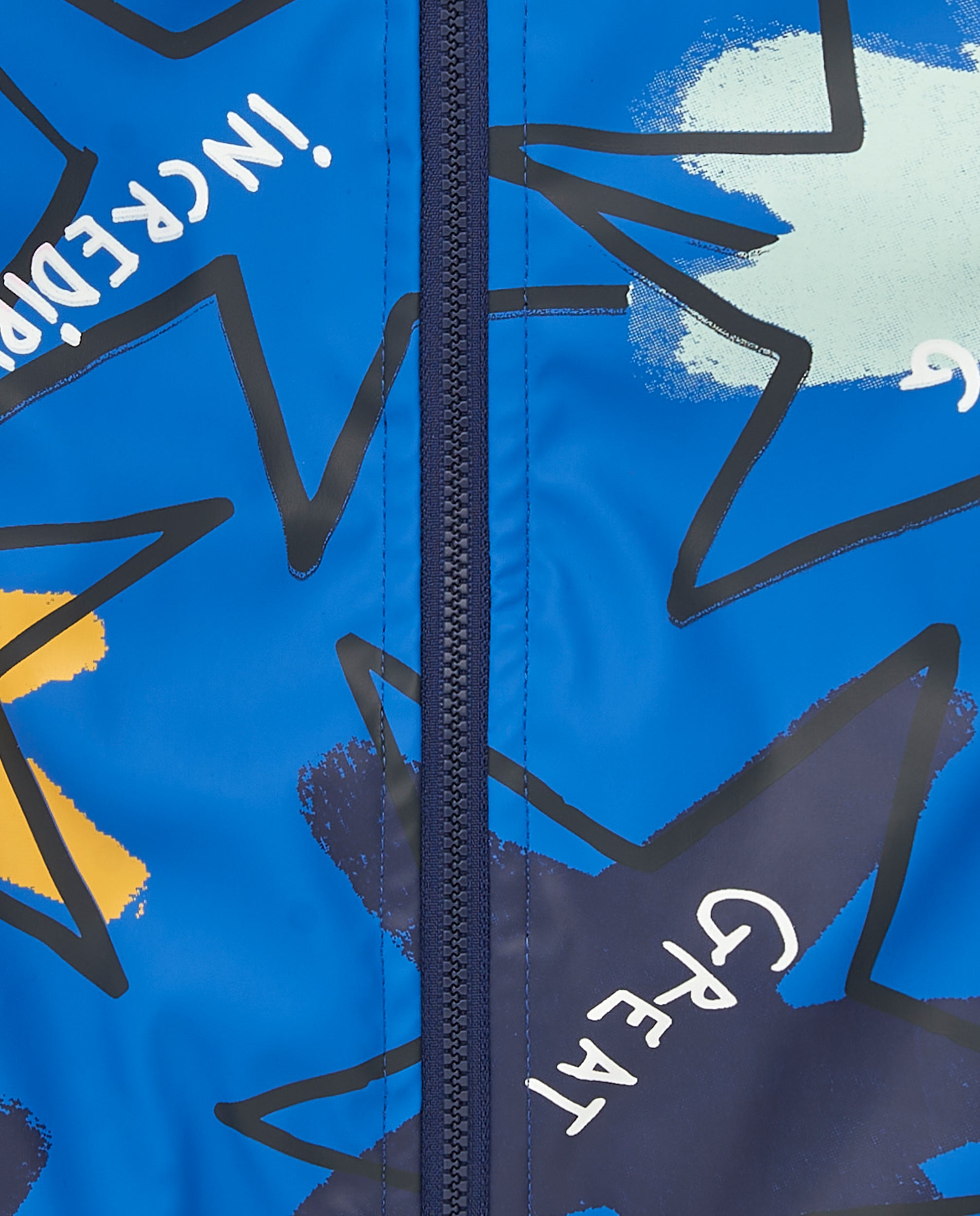 Gabardina impermeable niño en azul con estampado de estrellas