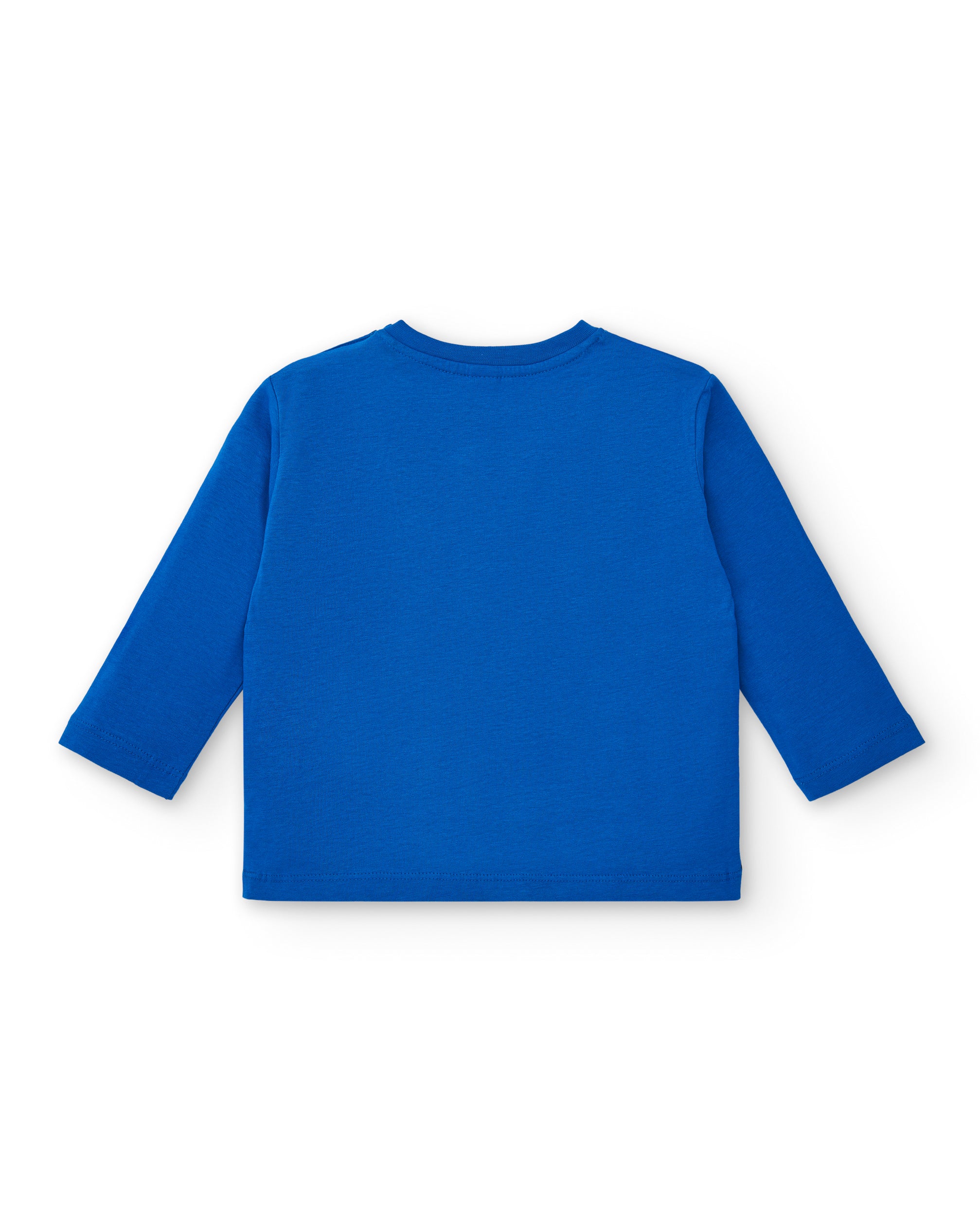 Camiseta punto niño en azul con estampado de estrellas y