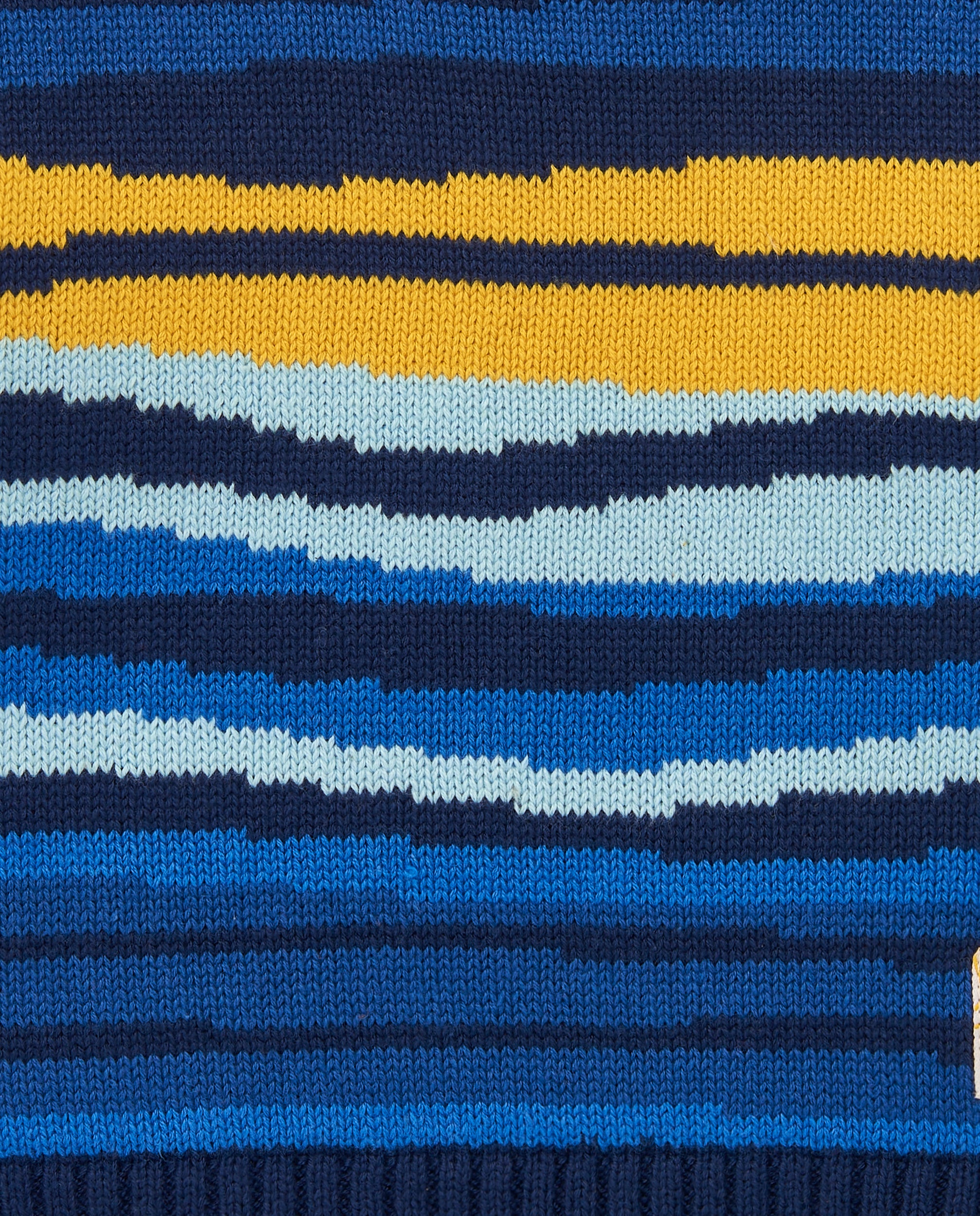 Jersey tricot niño en azul con rayas multicolor colección