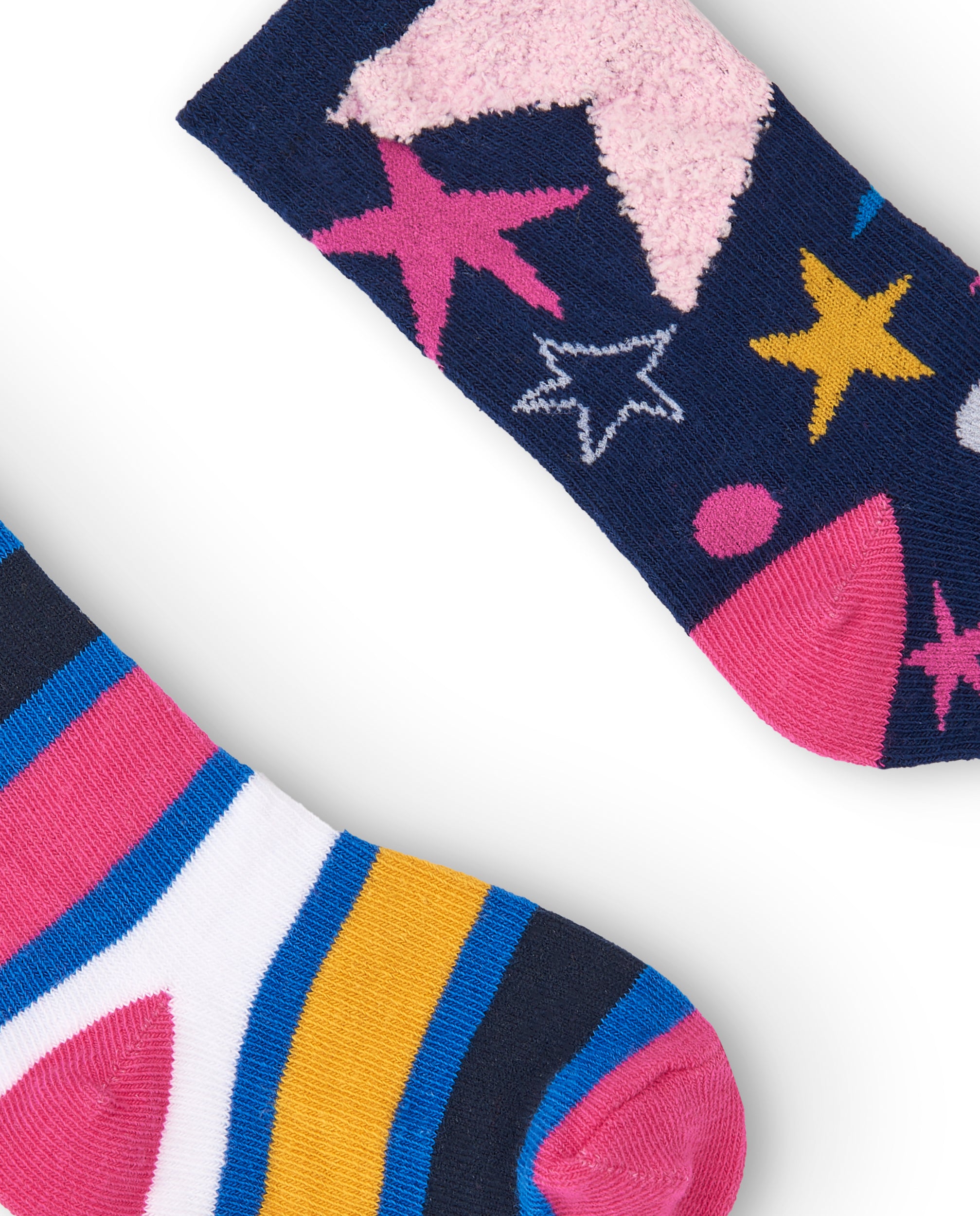 Set de 2 calcetines niña en azul con diseño de rayas y