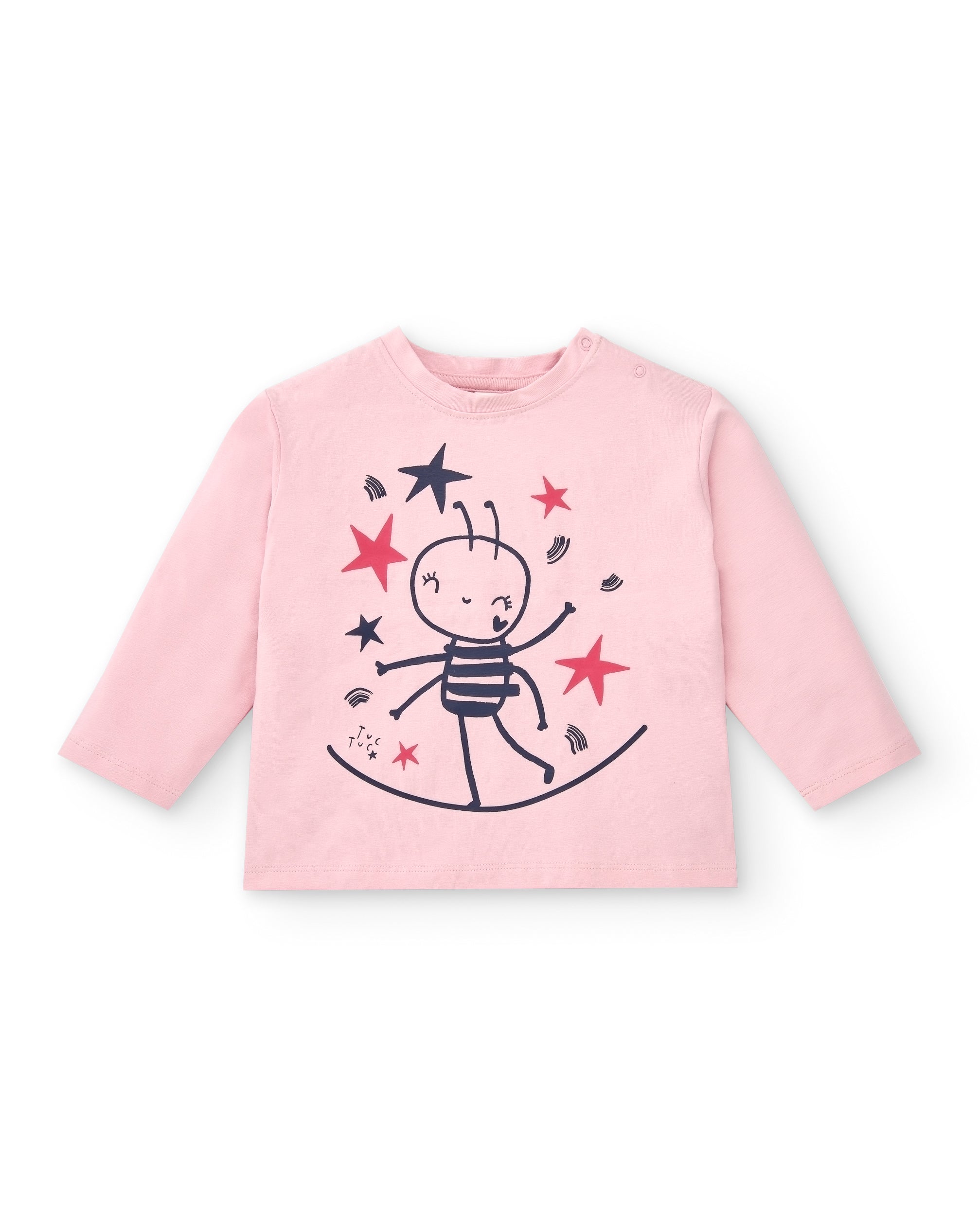 Camiseta niña en color rosa con diseño de estrellas colección