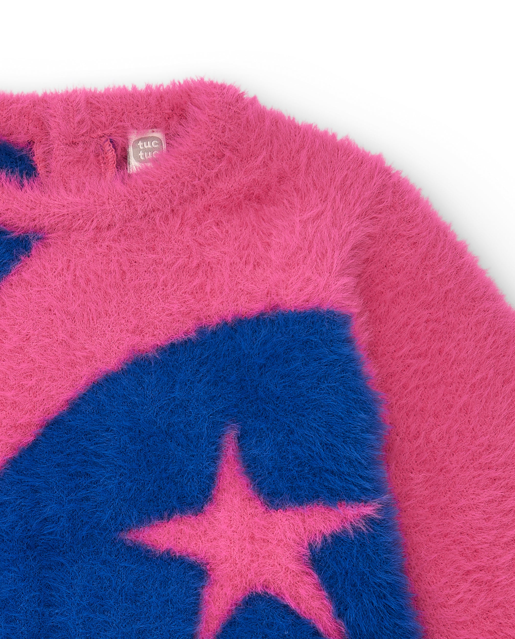 Vestido tricot niña en fucsia con diseño de estrellas colección