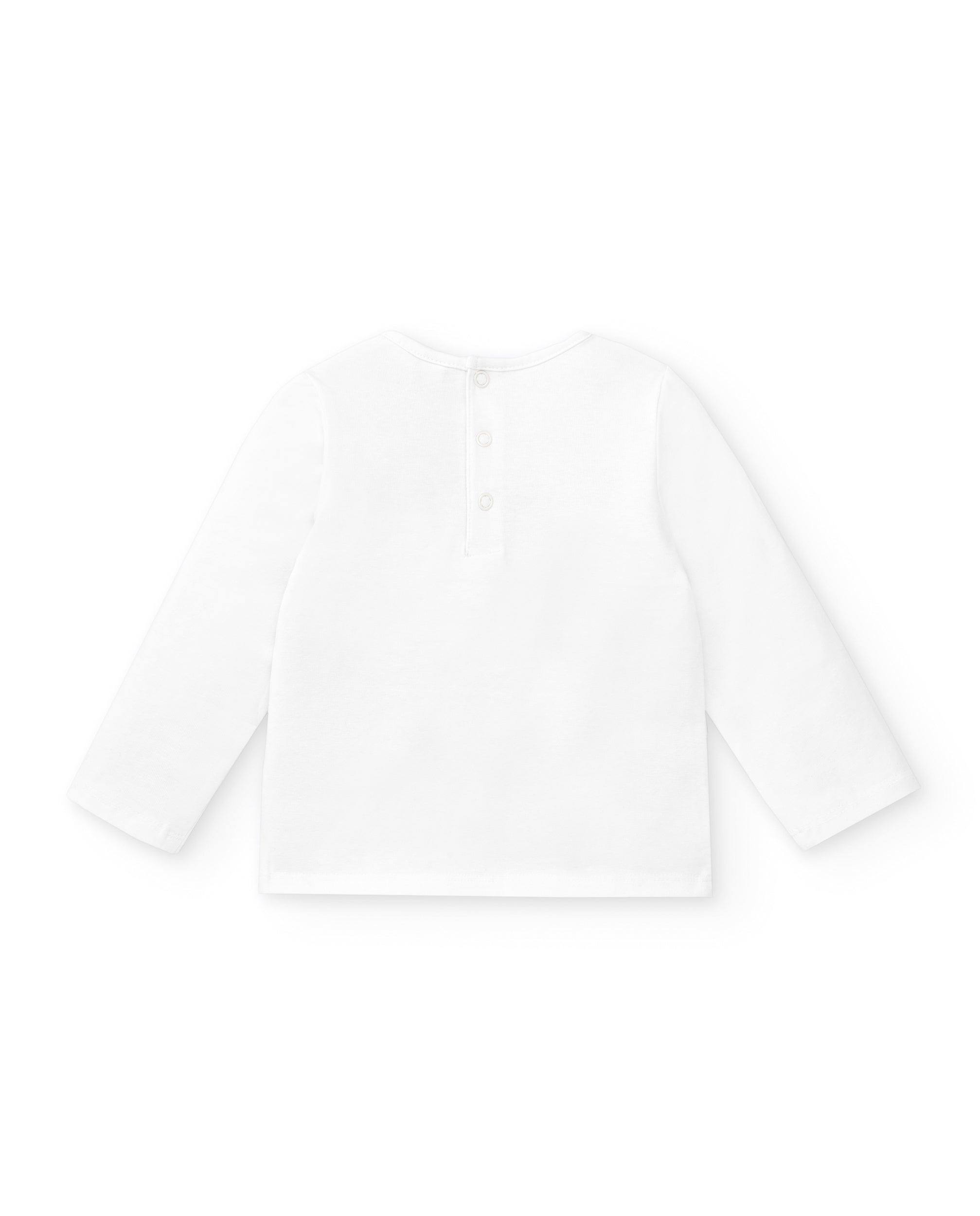 Camiseta punto de niña en blanco con estampado de globos