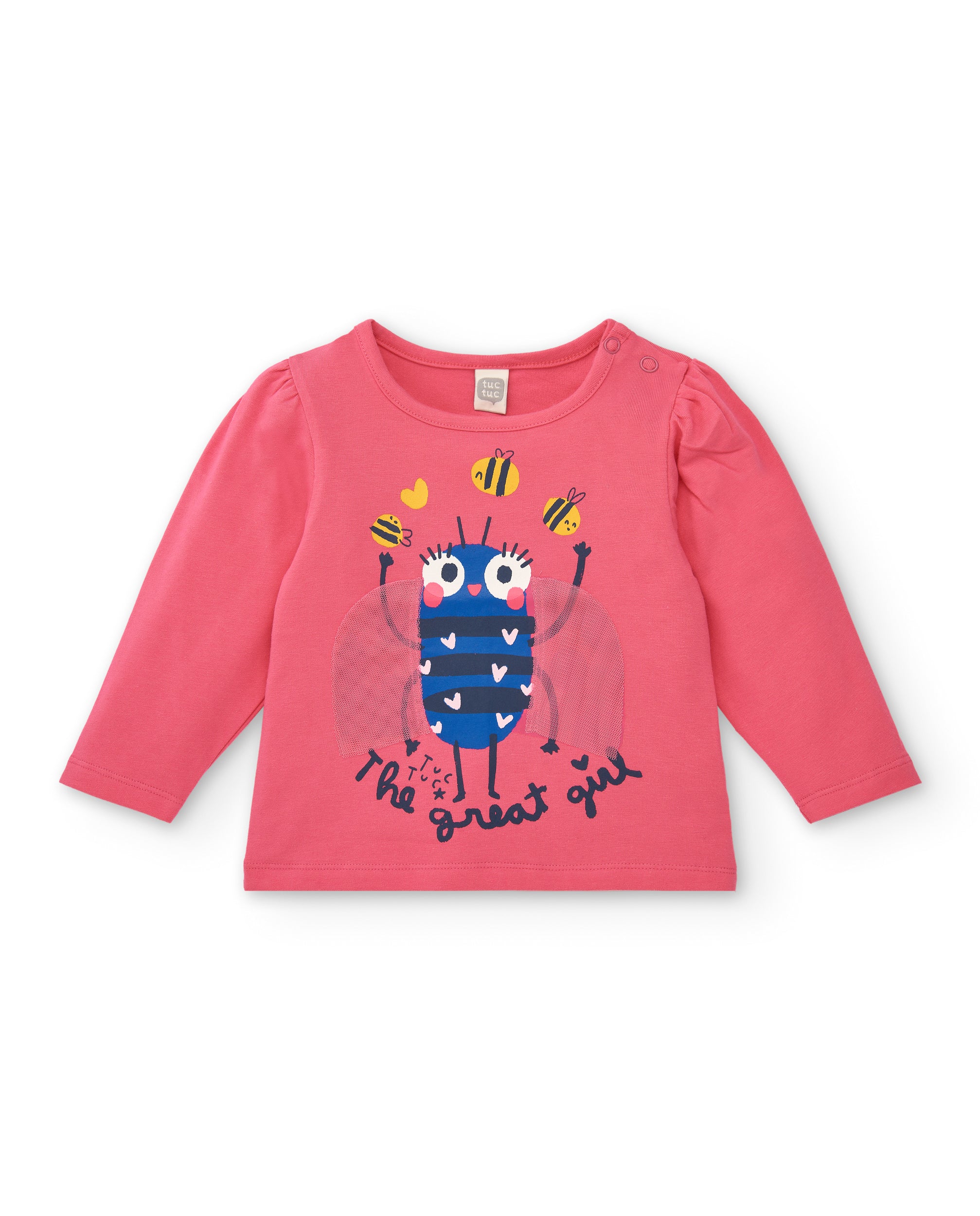 Camiseta niña en fucsia con estampado de abeja colección Amazing