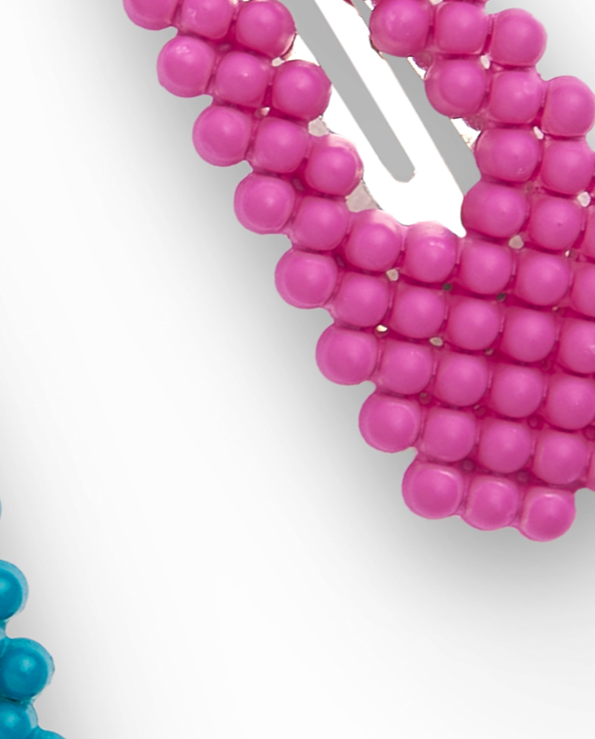 Pack de clips con cuentas en colores fucsia y turquesa para