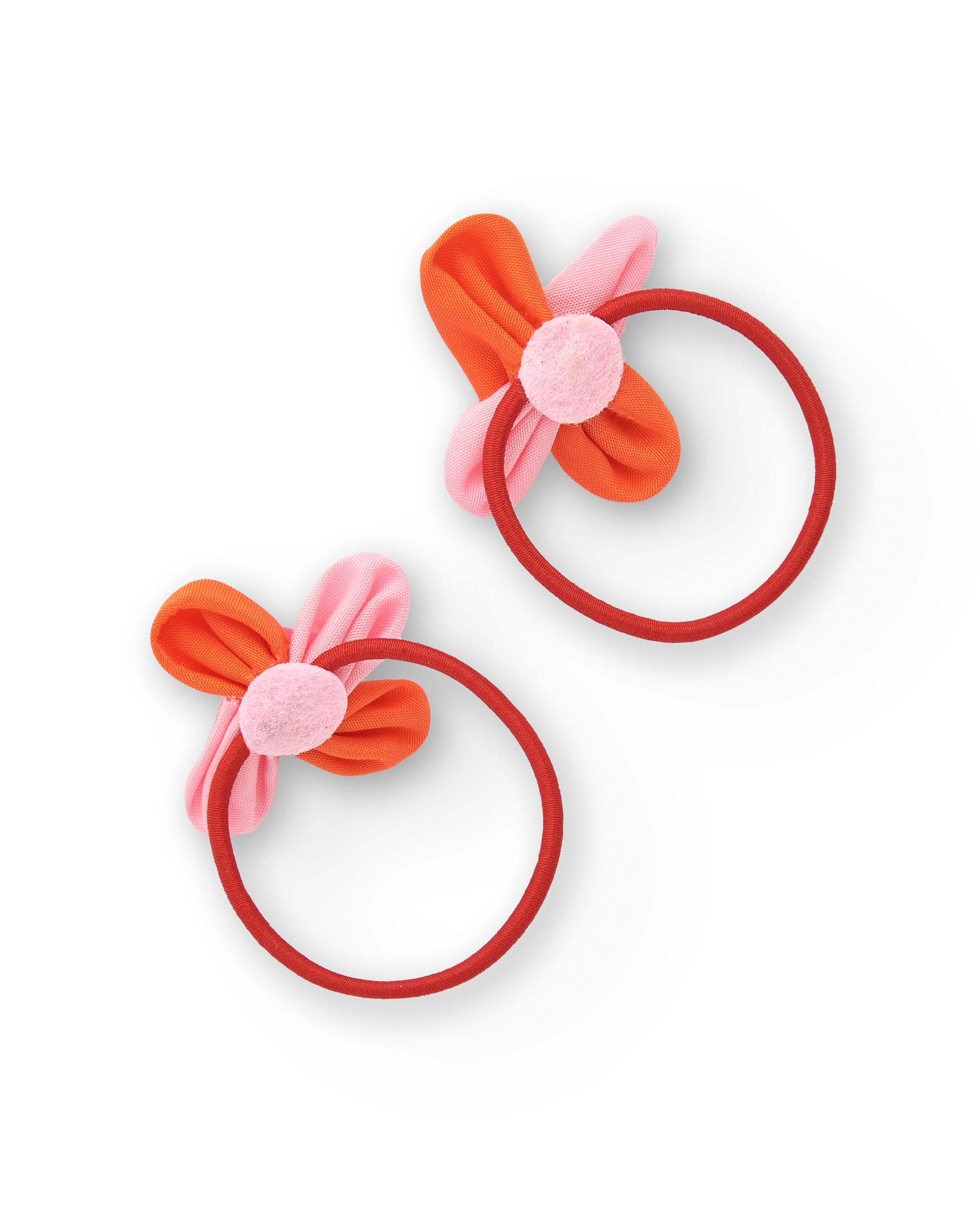 Coleteros para el cabello con flores en tonos rosa y naranja