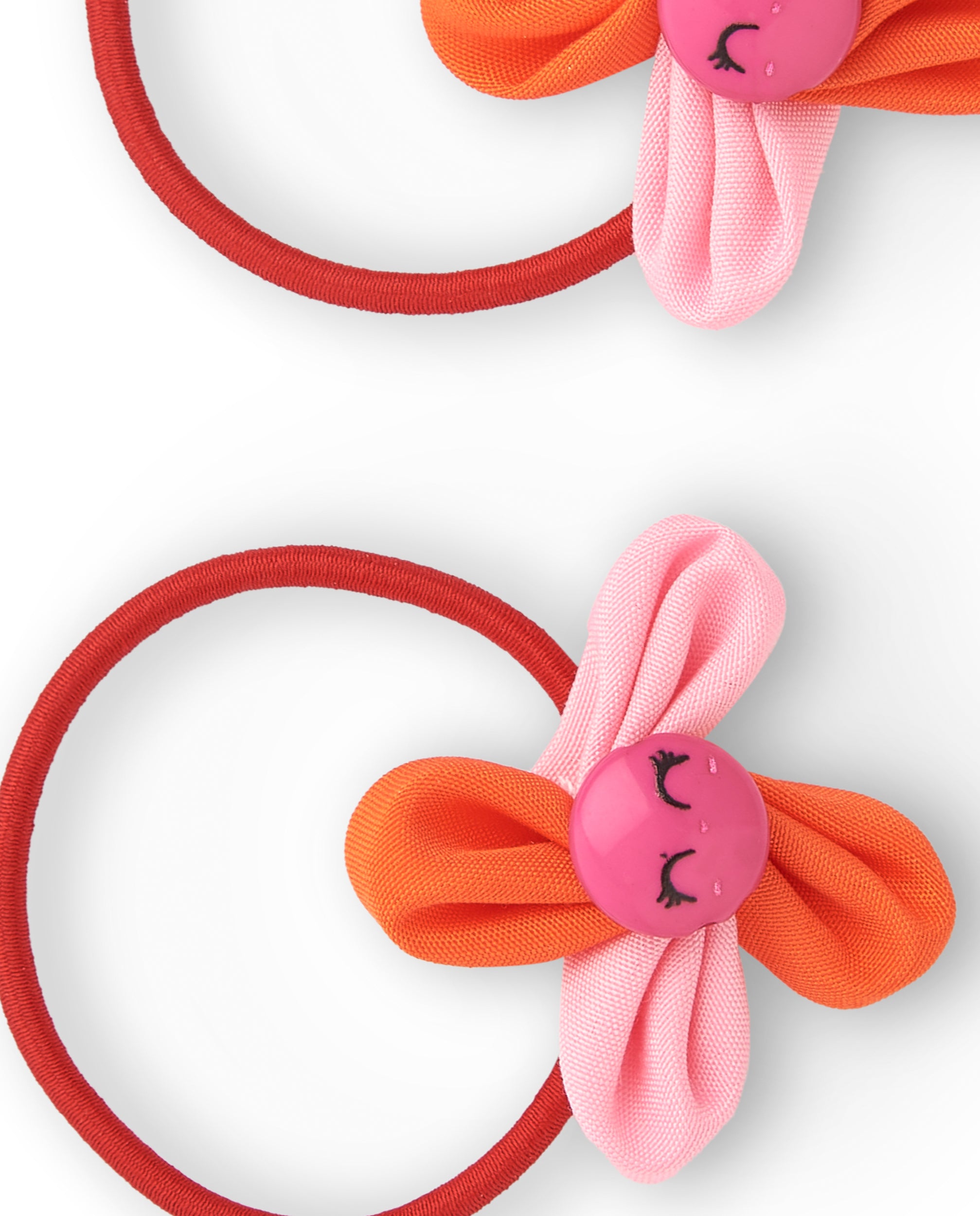 Coleteros para el cabello con flores en tonos rosa y naranja