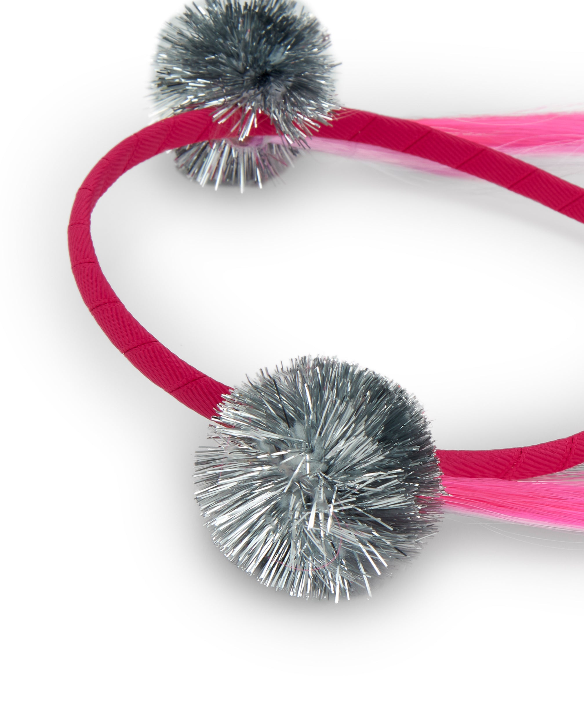 Diadema con pompones y mechones coloridos para niña colección