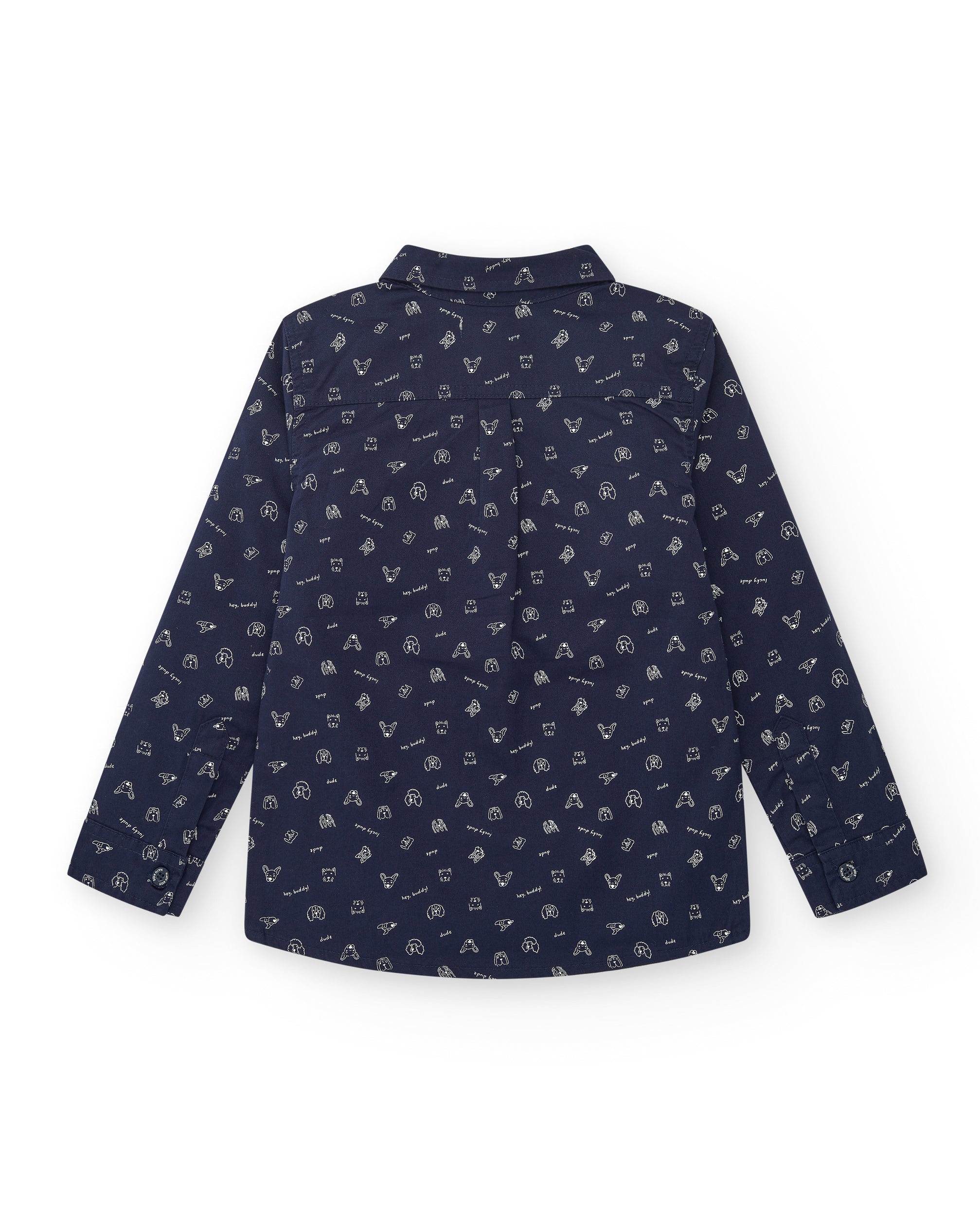 Camisa azul marino con estampado de iconos para niño colección