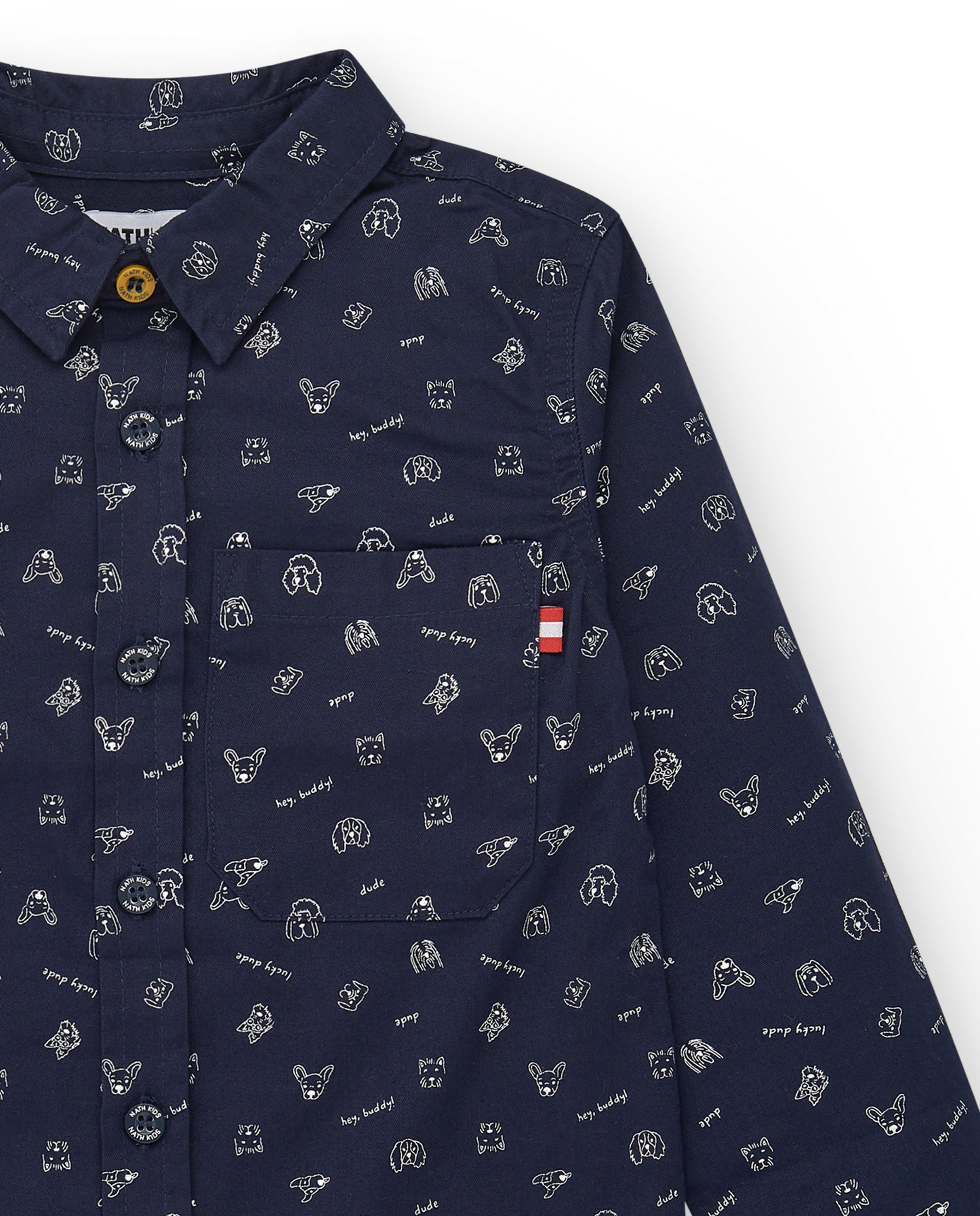 Camisa azul marino con estampado de iconos para niño colección
