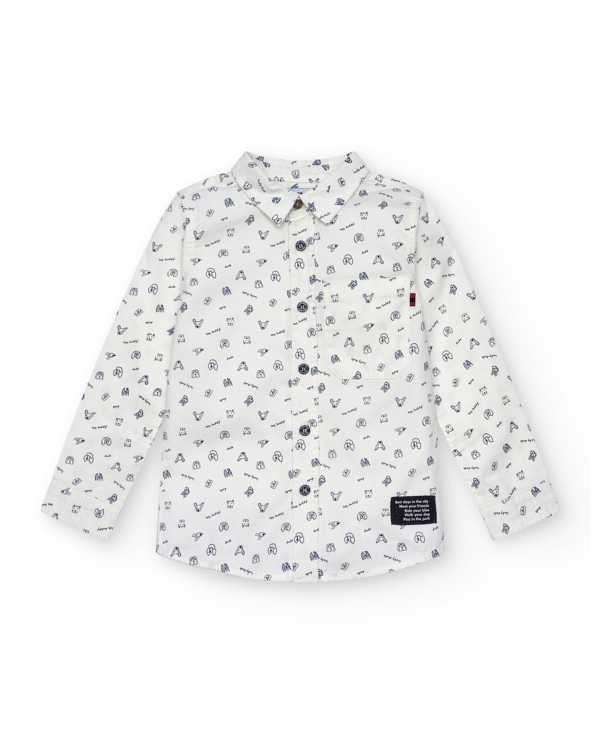 Camisa blanca con estampado de iconos para niño colección Pet