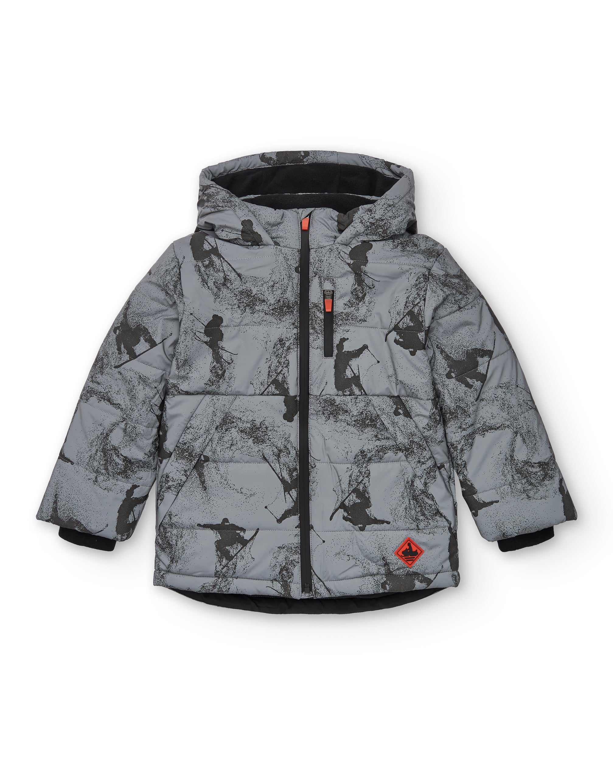 Abrigo acolchado gris con estampado para niño de la colección