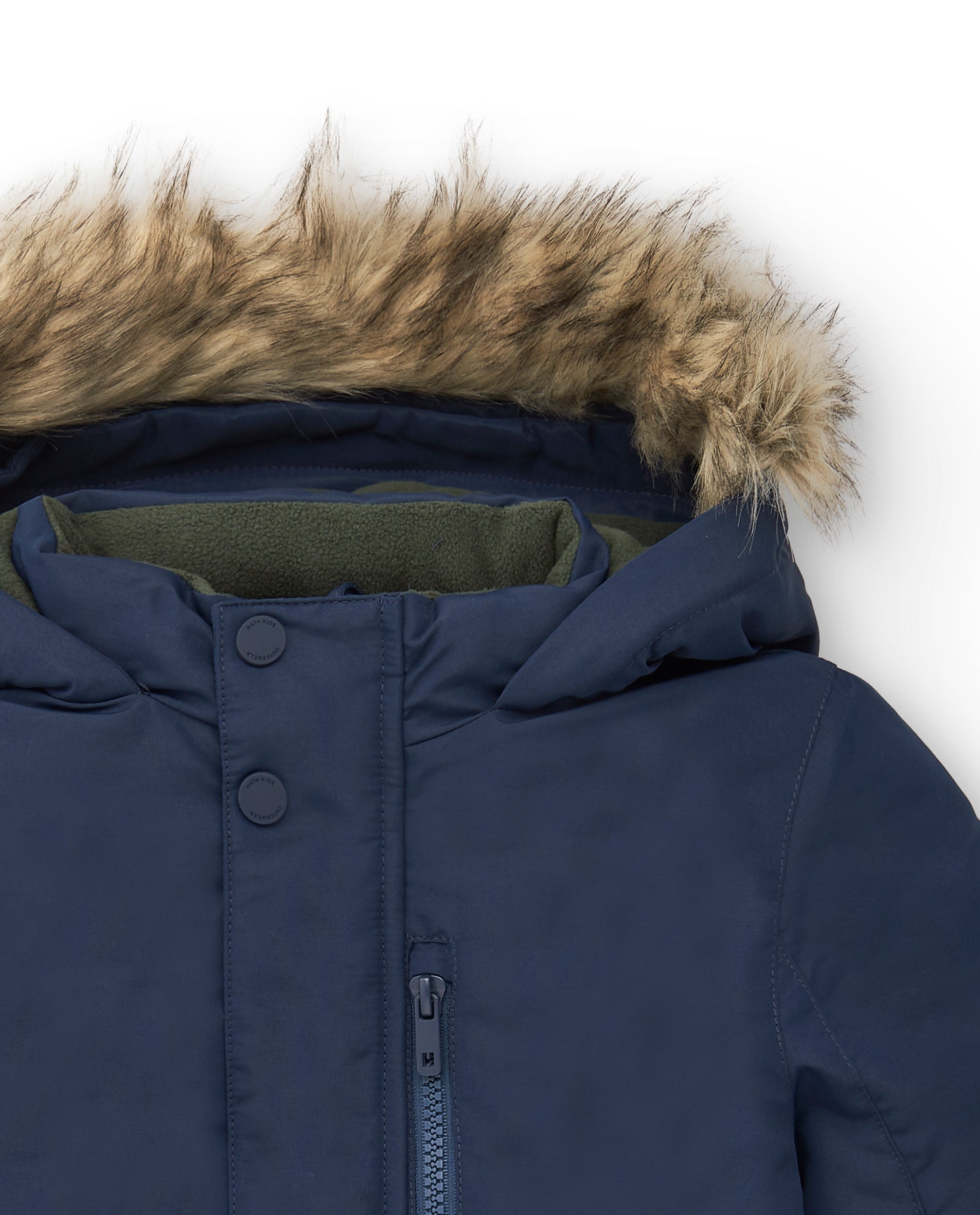 Abrigo azul con capucha de pelo sintético para niño de la
