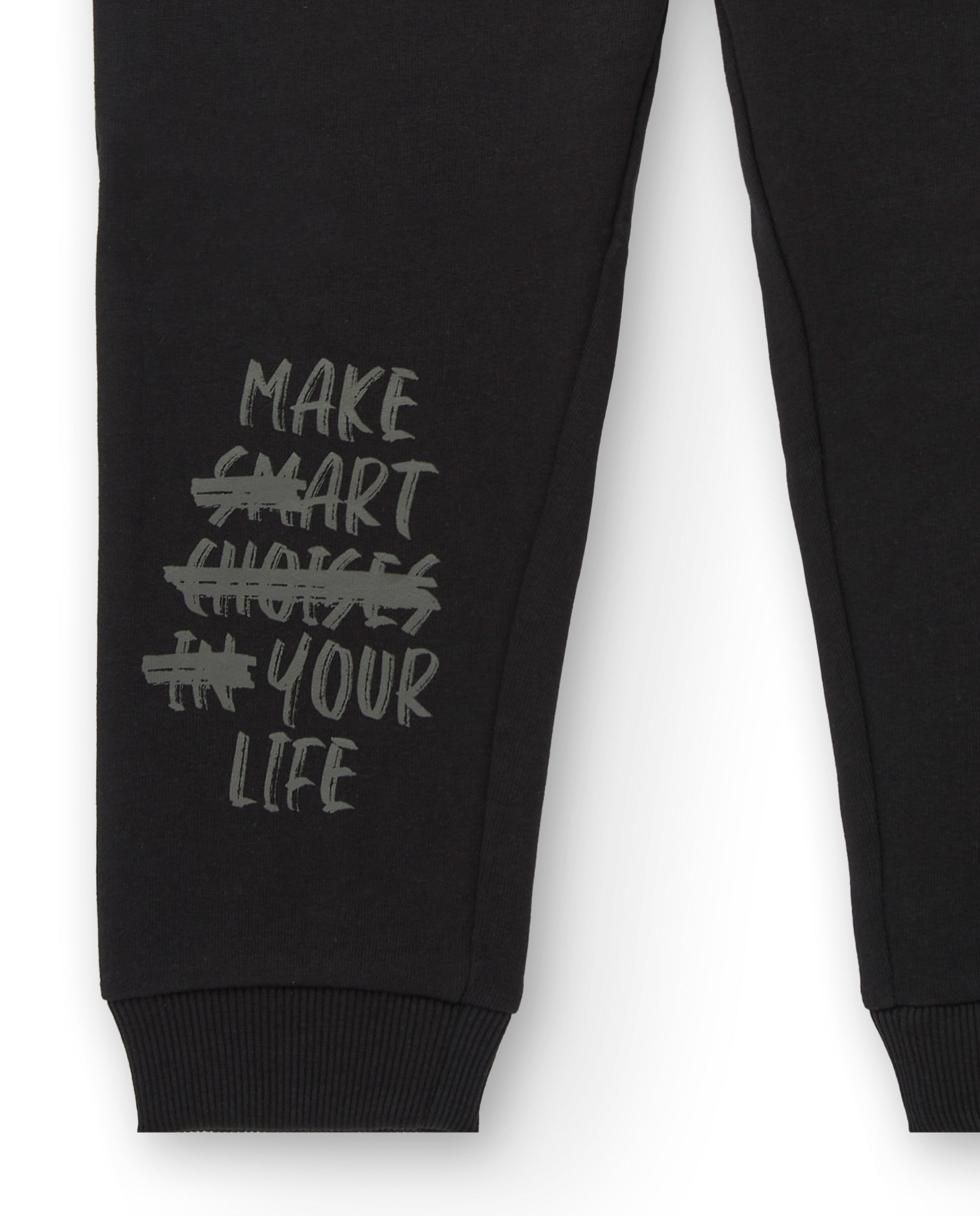 Pantalones de chándal negros con detalles gráficos para niño de