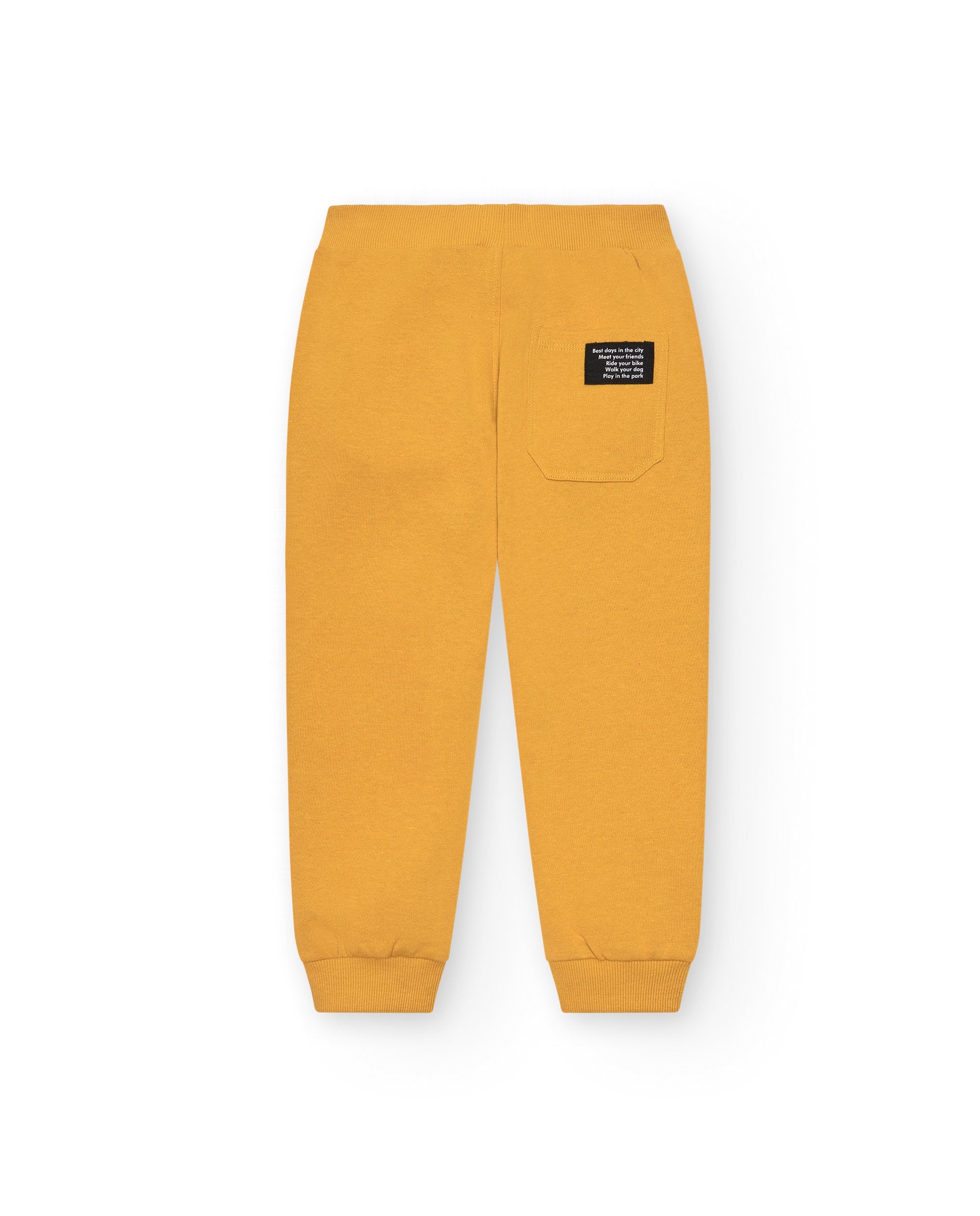 Pantalón jogger mostaza con parches para niño colección Pet