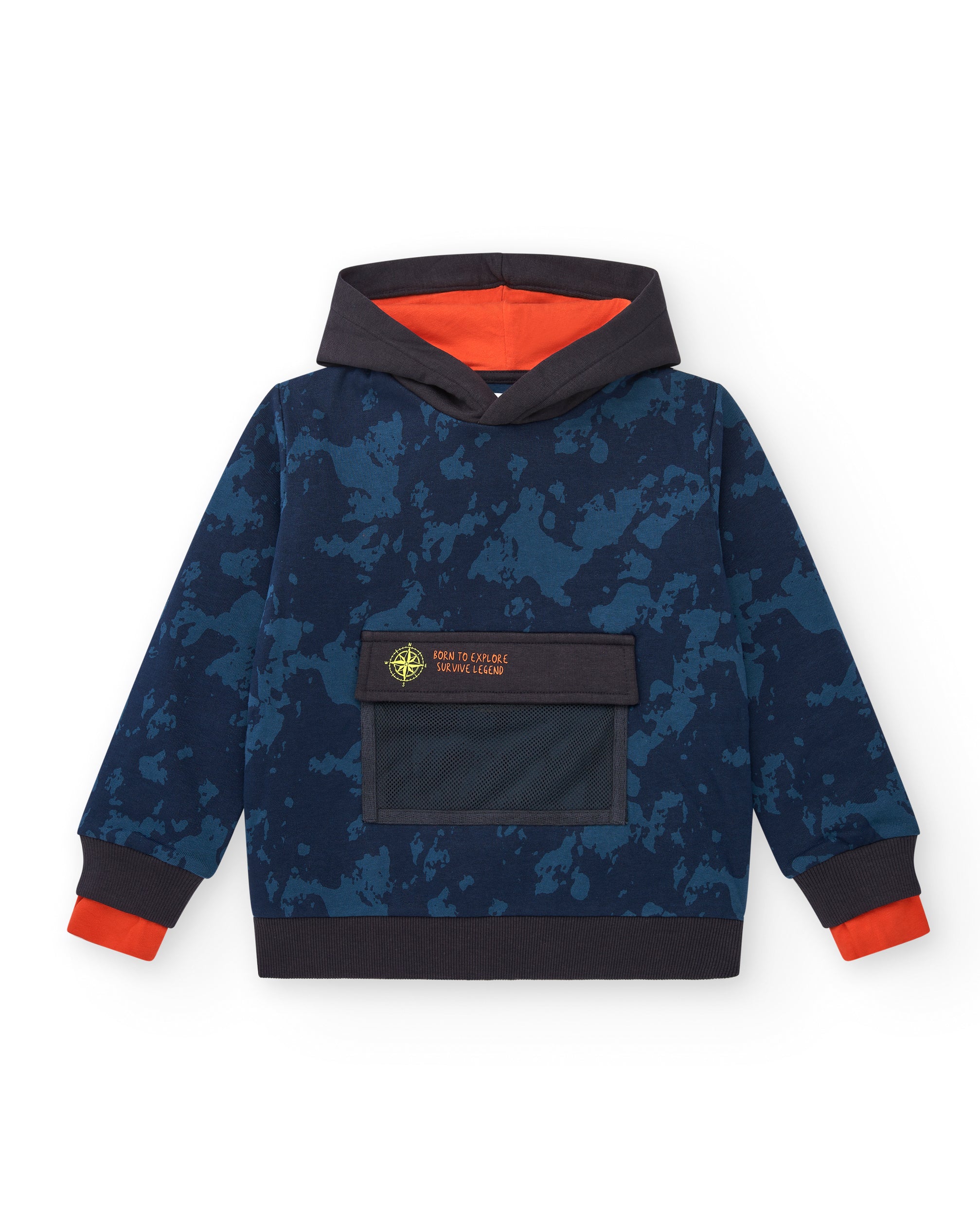 Sudadera con capucha y bolsillo frontal camuflaje para niño