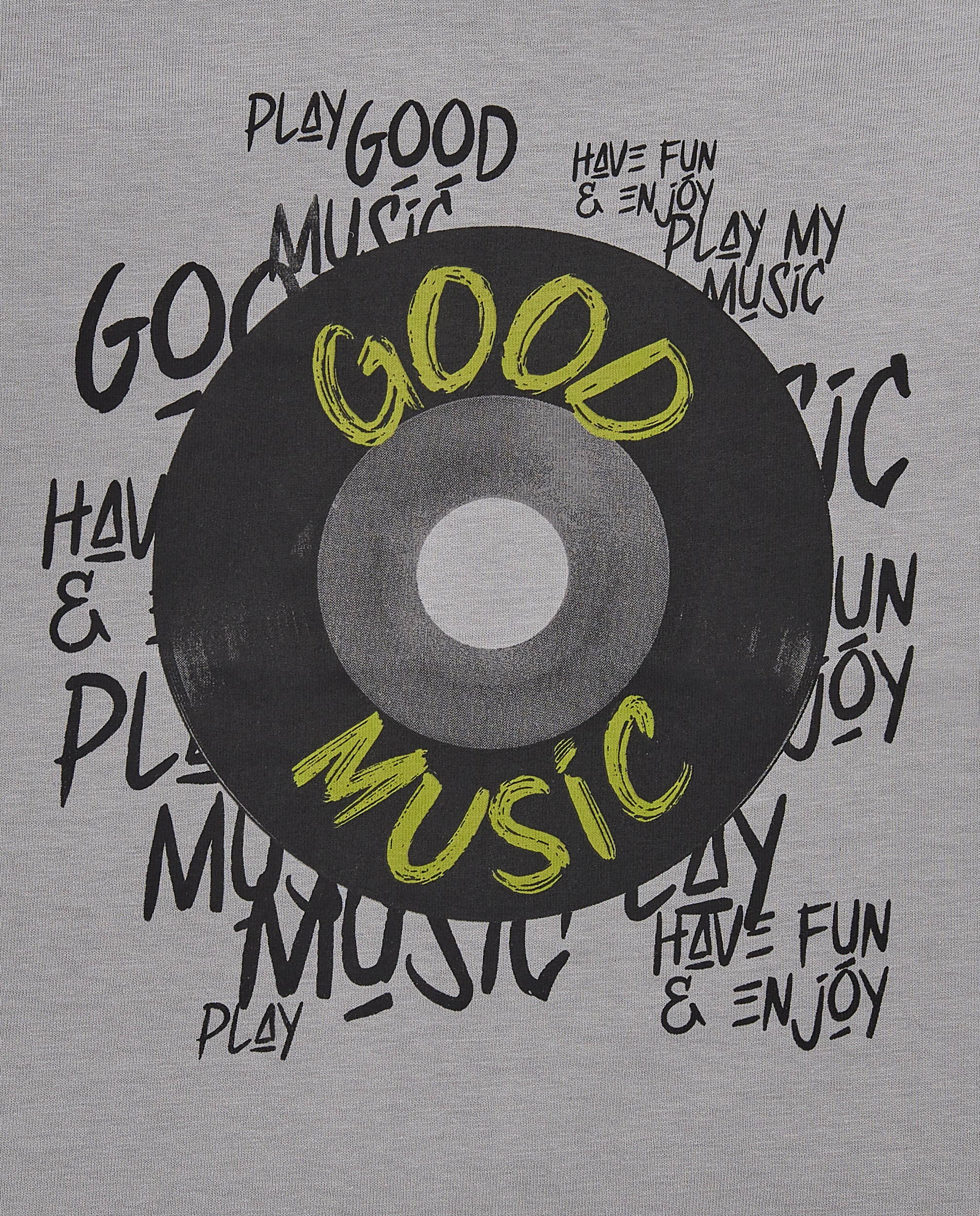 Camiseta gris con estampado de vinilo "Good Music" para niño de