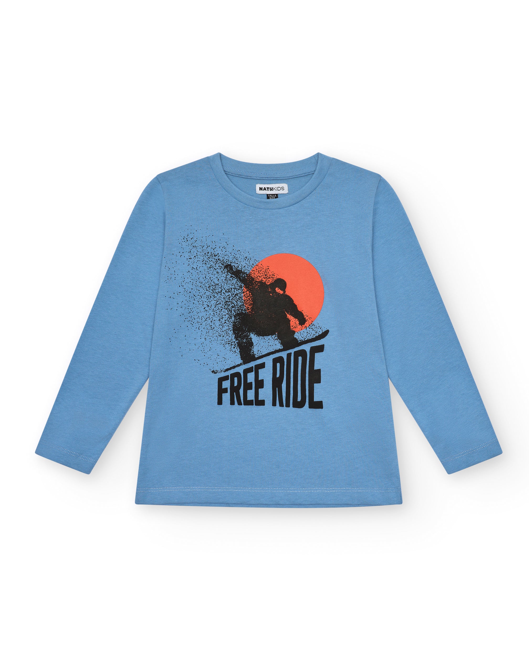 Camiseta azul con estampado "Free Ride" para niño de la