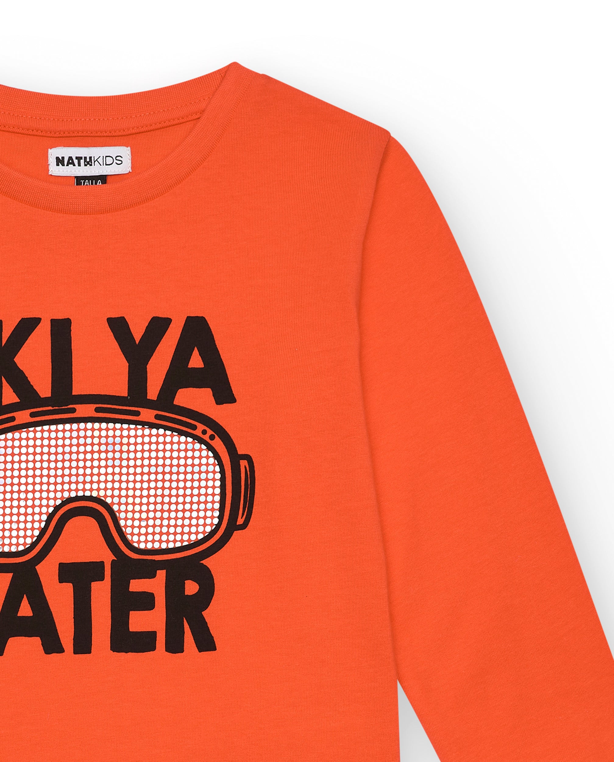 Camiseta naranja con estampado "Ski Ya Later" para niño de la