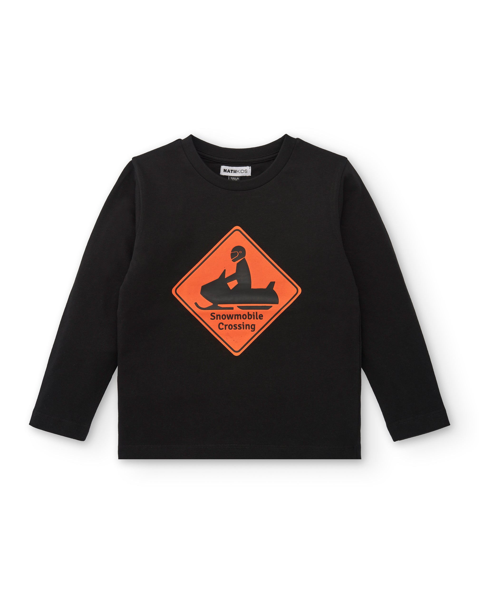 Camiseta negra con estampado "Snowmobile Crossing" para niño de