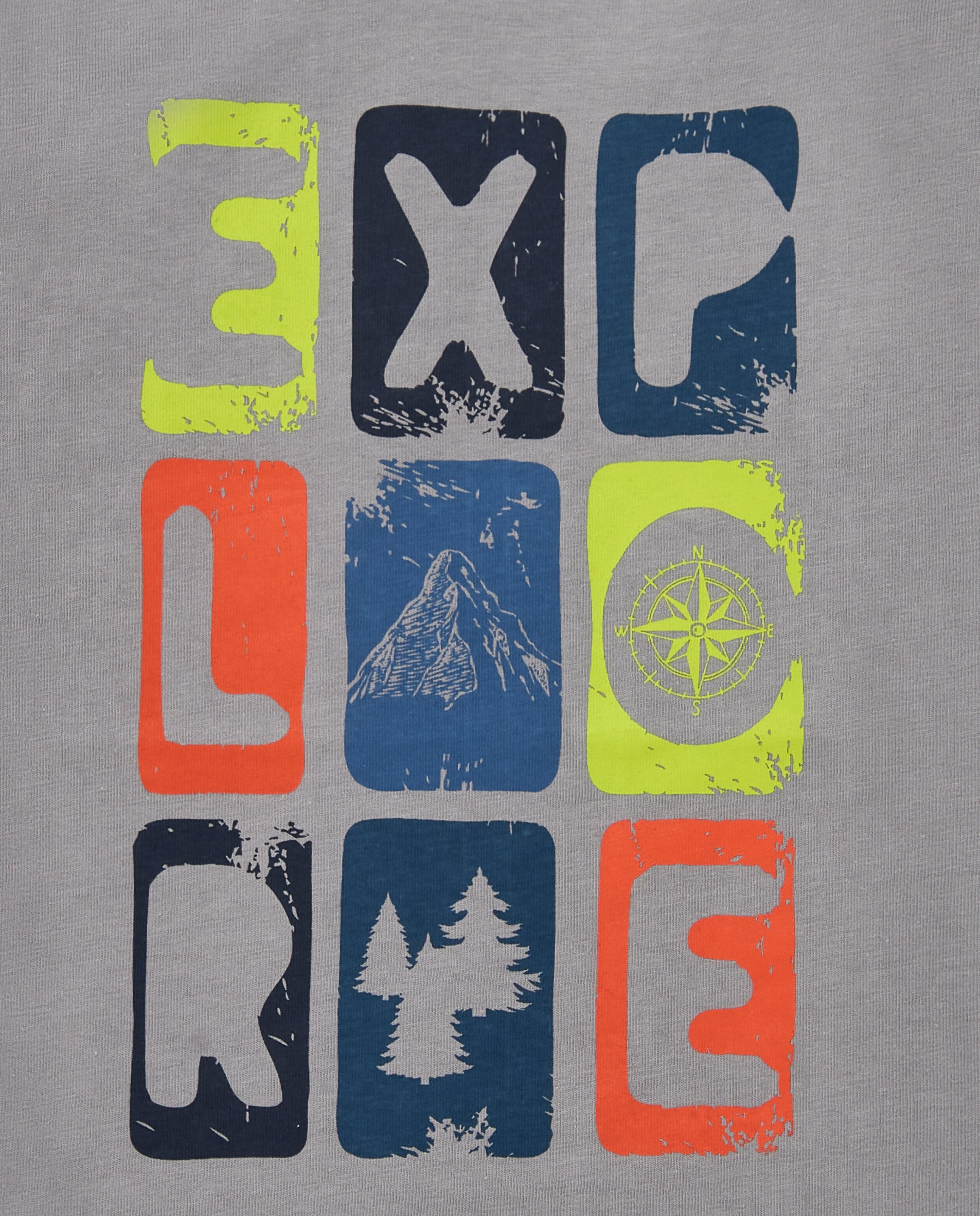 Camiseta gris con estampado "Explore" para niño colección Made