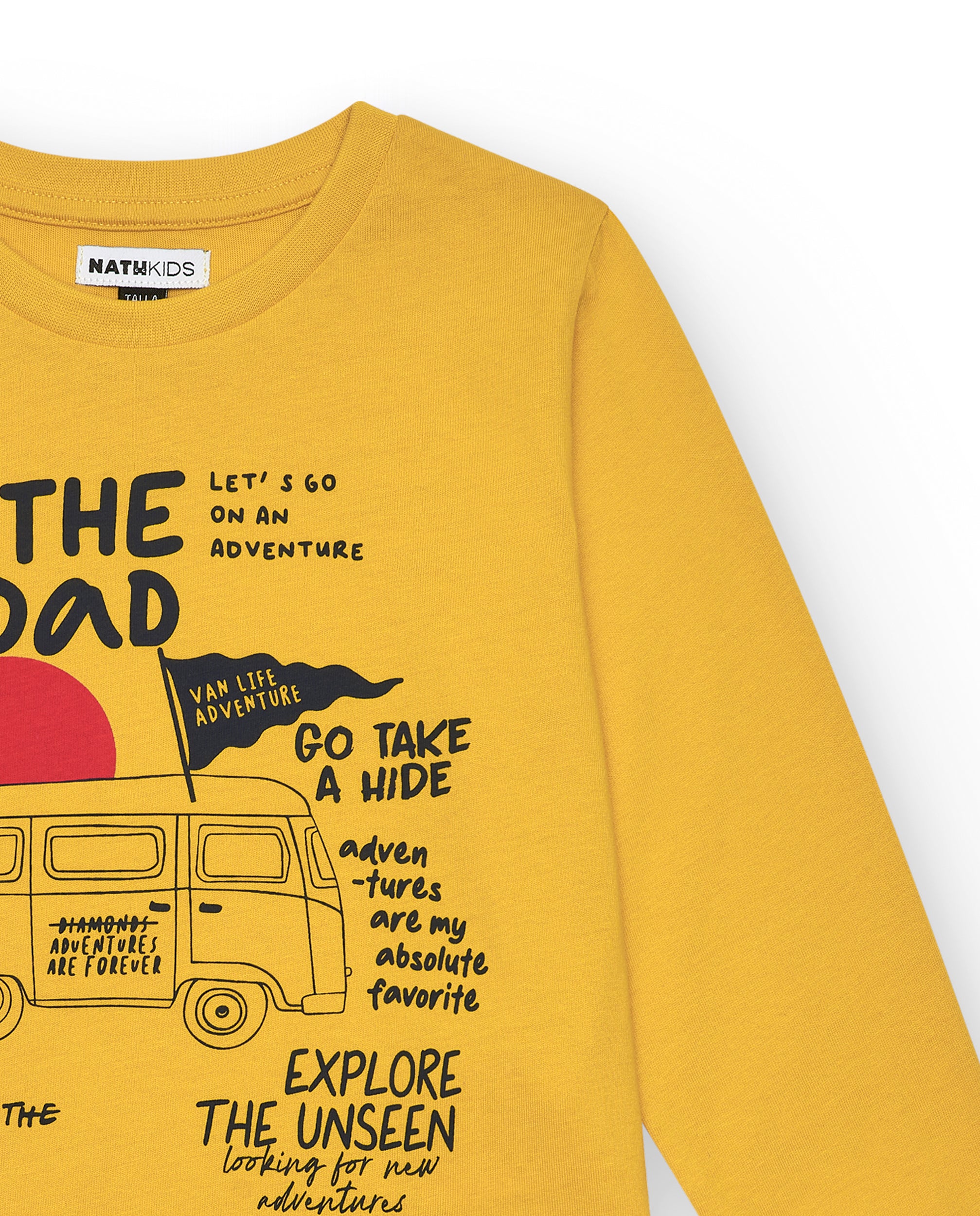 Camiseta amarilla con estampado de furgoneta para niño de la