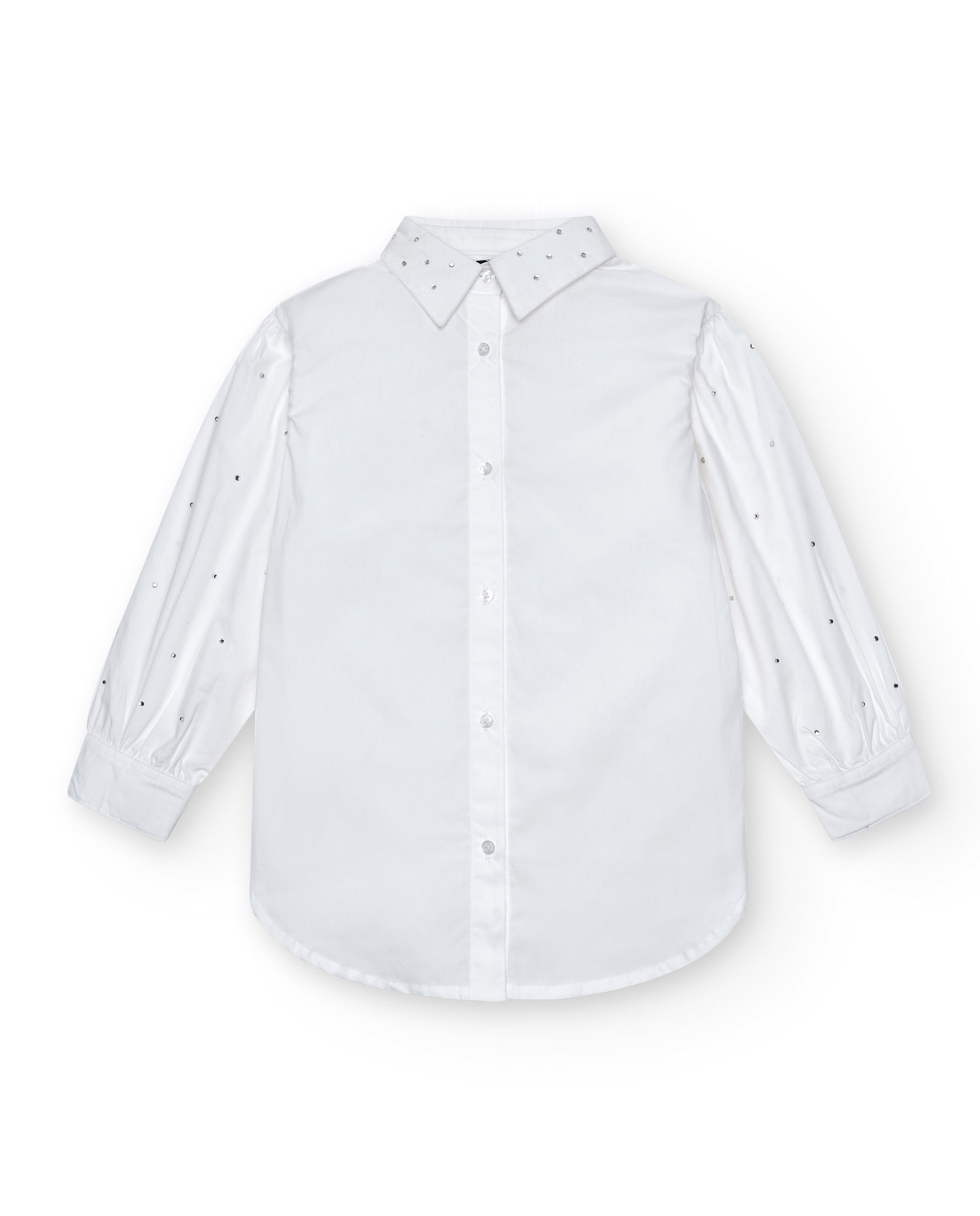 Blusa blanca con detalles de strass para niña de la colección