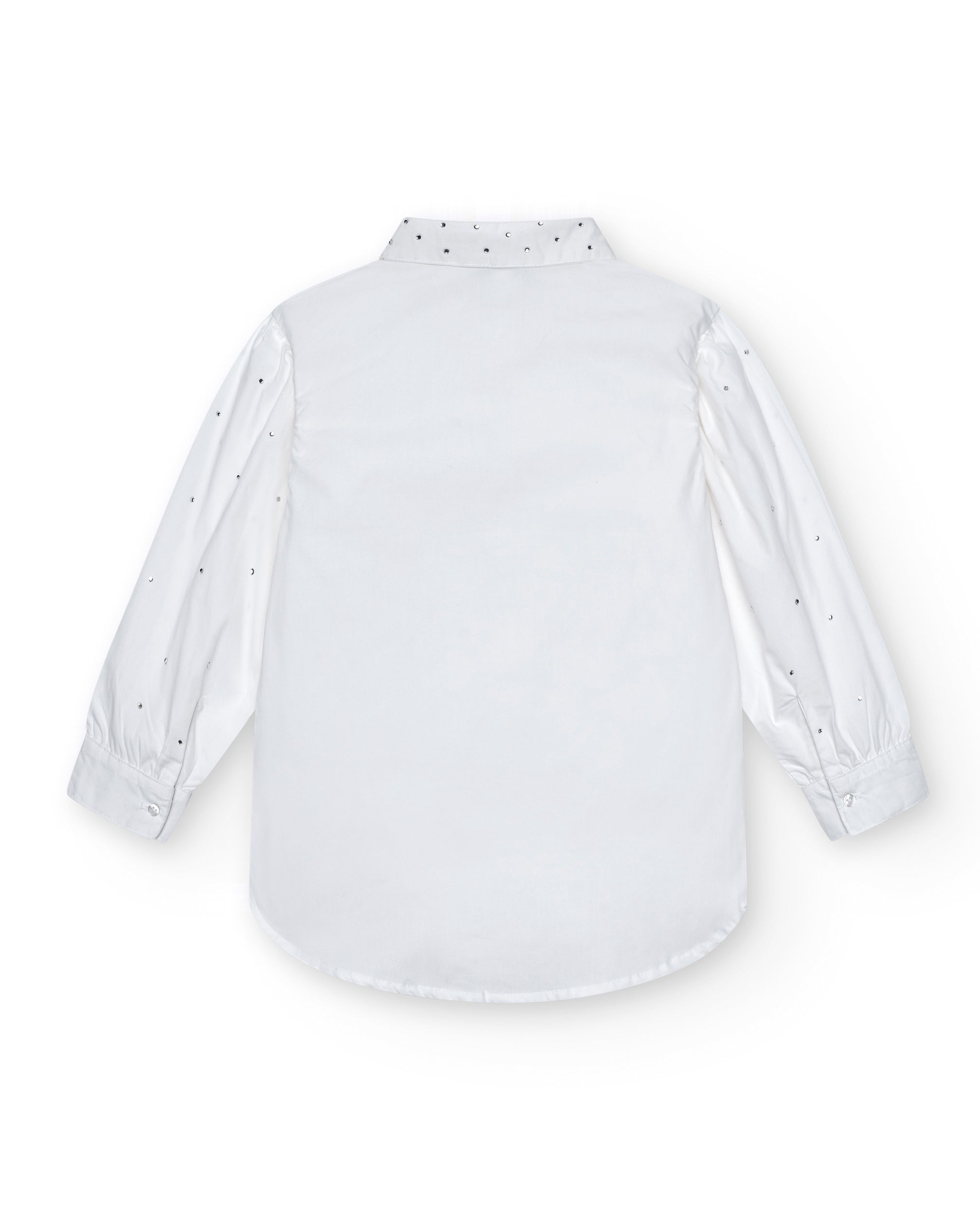 Blusa blanca con detalles de strass para niña de la colección