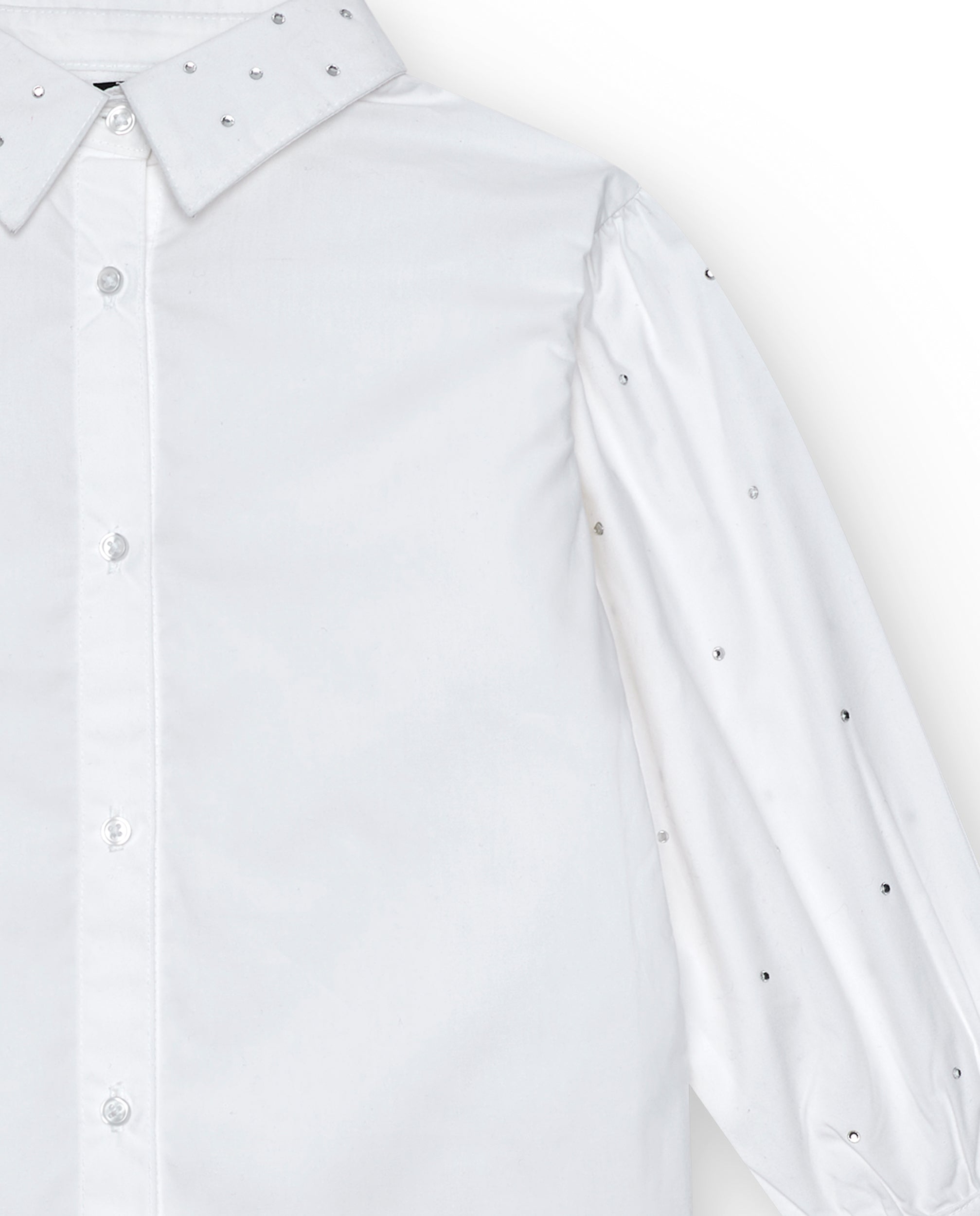 Blusa blanca con detalles de strass para niña de la colección