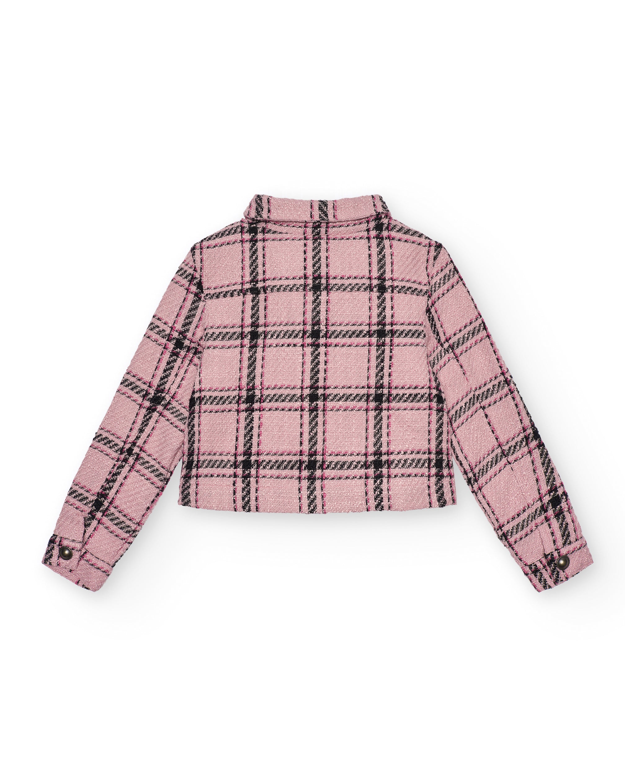 Chaqueta corta de cuadros en tonos rosa para niña de la