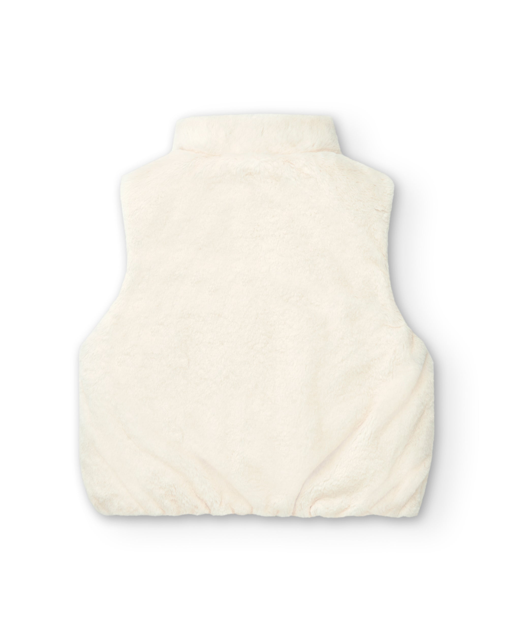 Chaleco reversible en color crema y plateado para niña