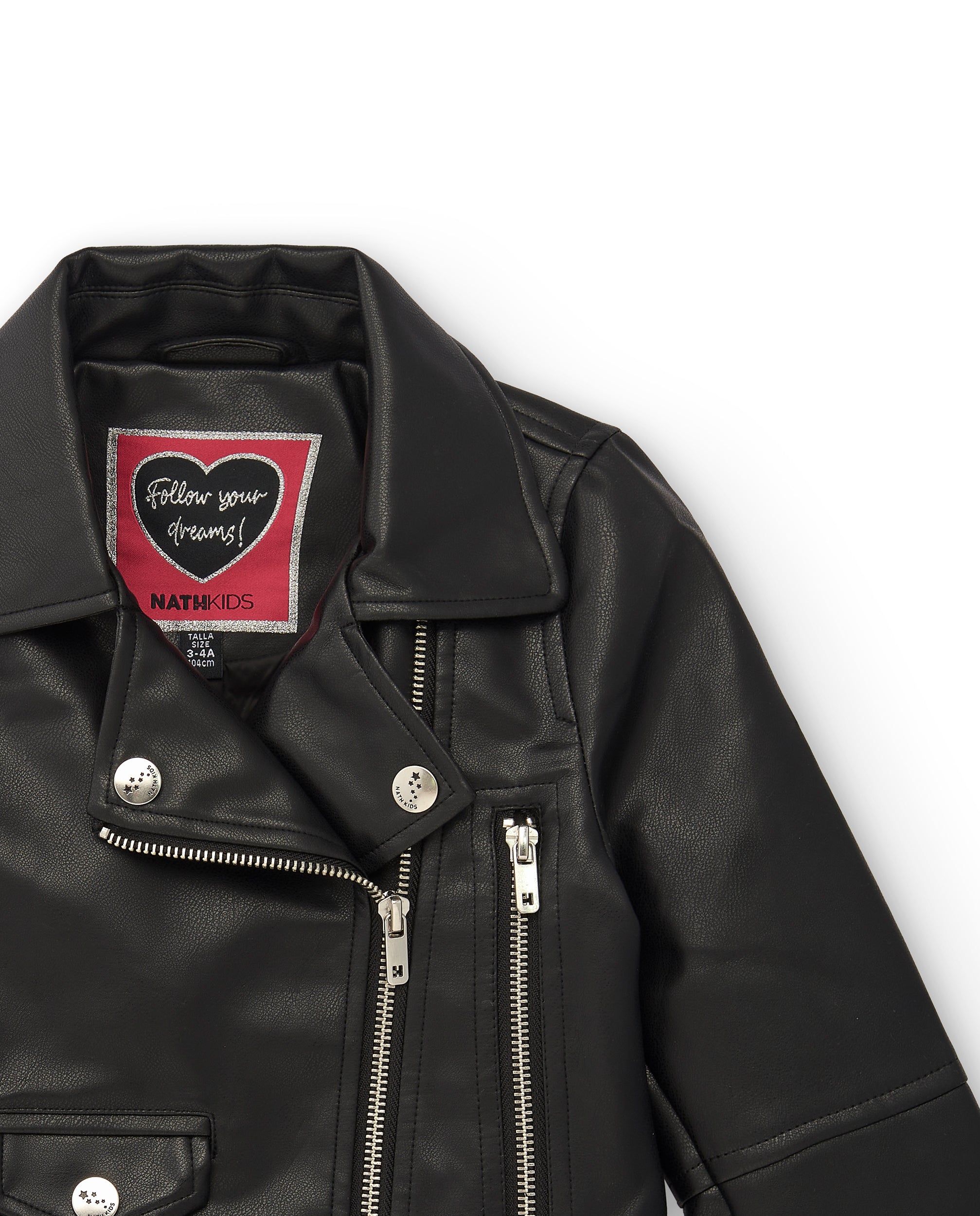 Chaqueta tipo biker en negro para niña de la colección Dive