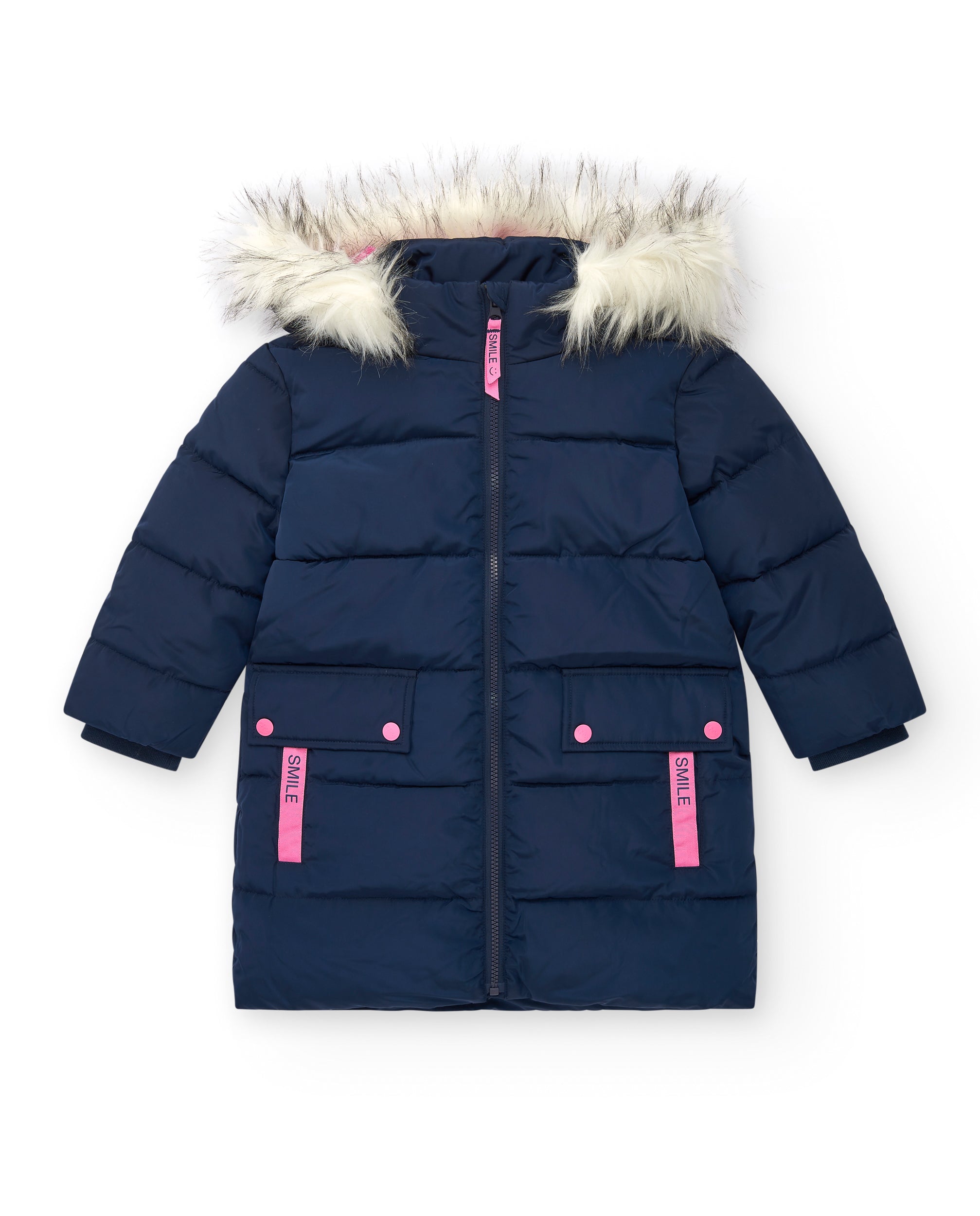 Abrigo acolchado con capucha de pelo para niña colección Living