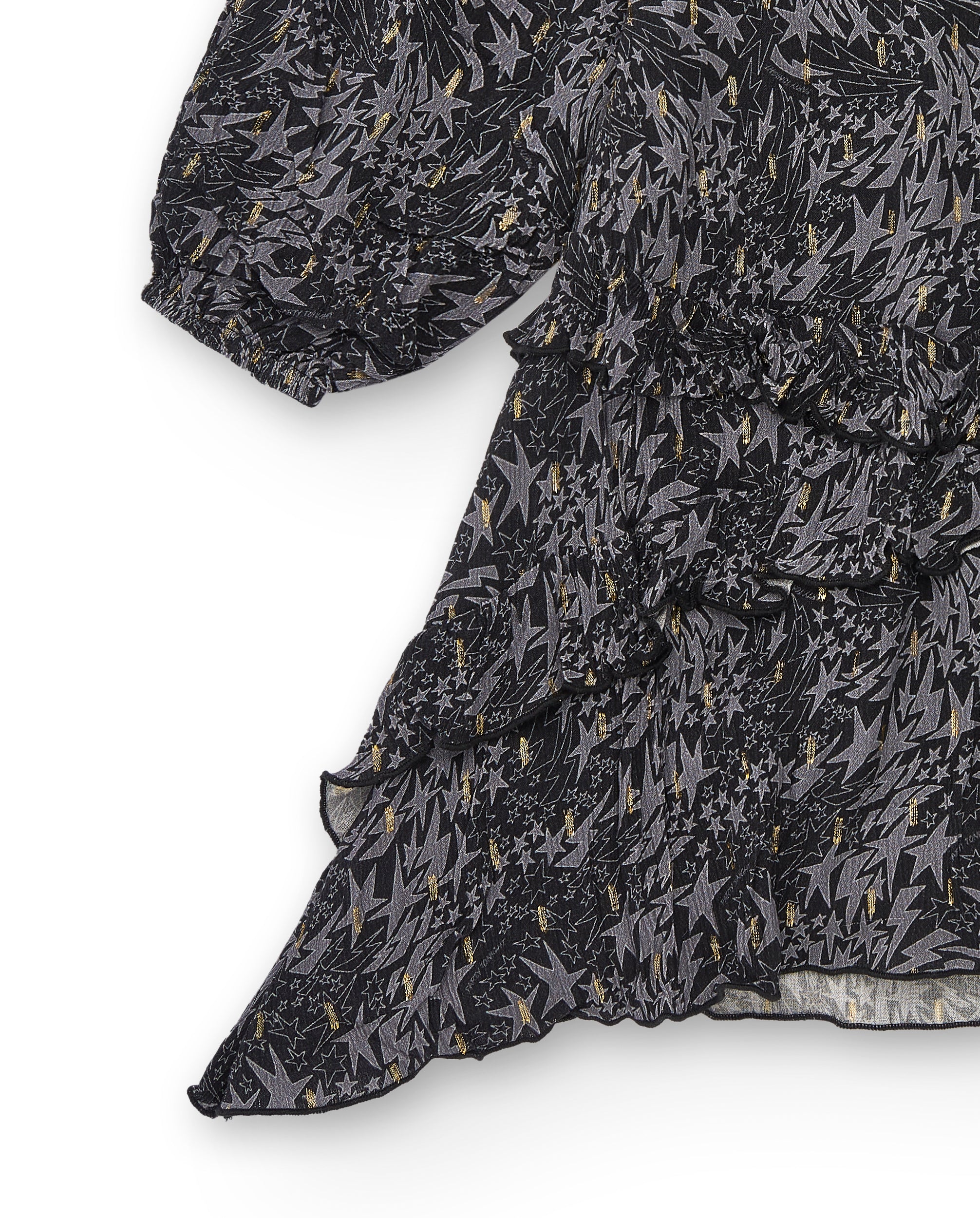 Vestido estampado con volantes en negro para niña de la