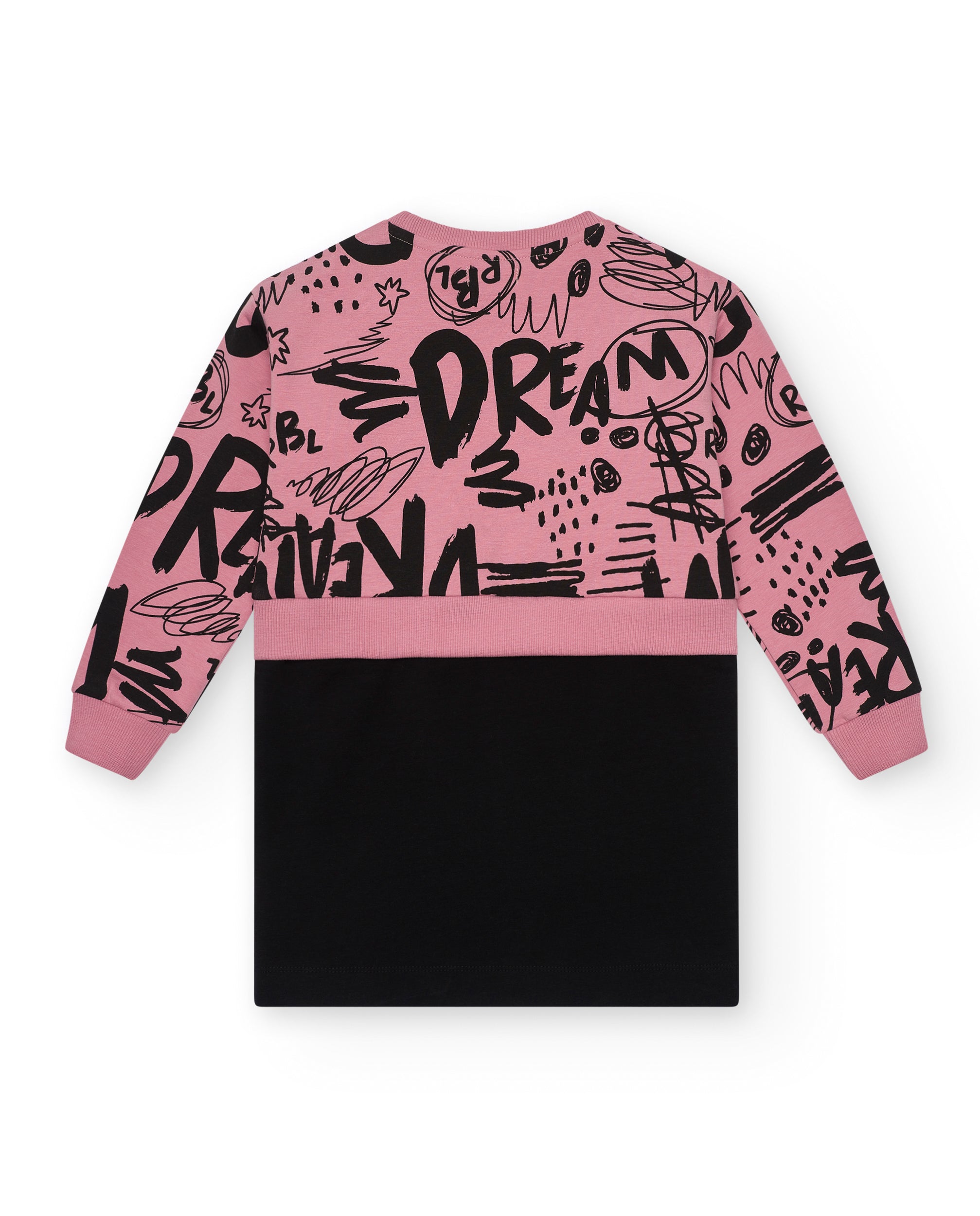 Vestido sudadera con estampado de grafitis en rosa y negro
