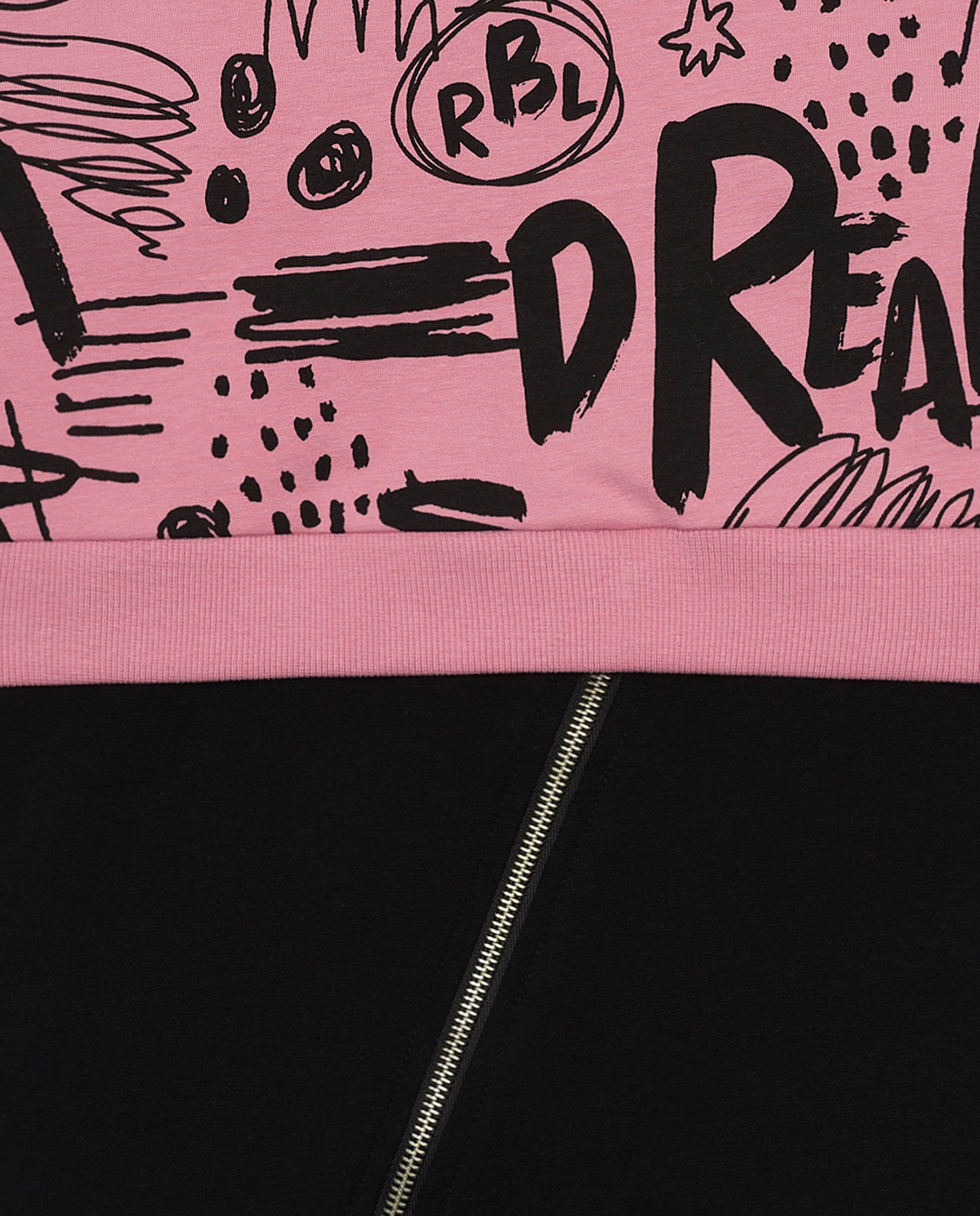 Vestido sudadera con estampado de grafitis en rosa y negro