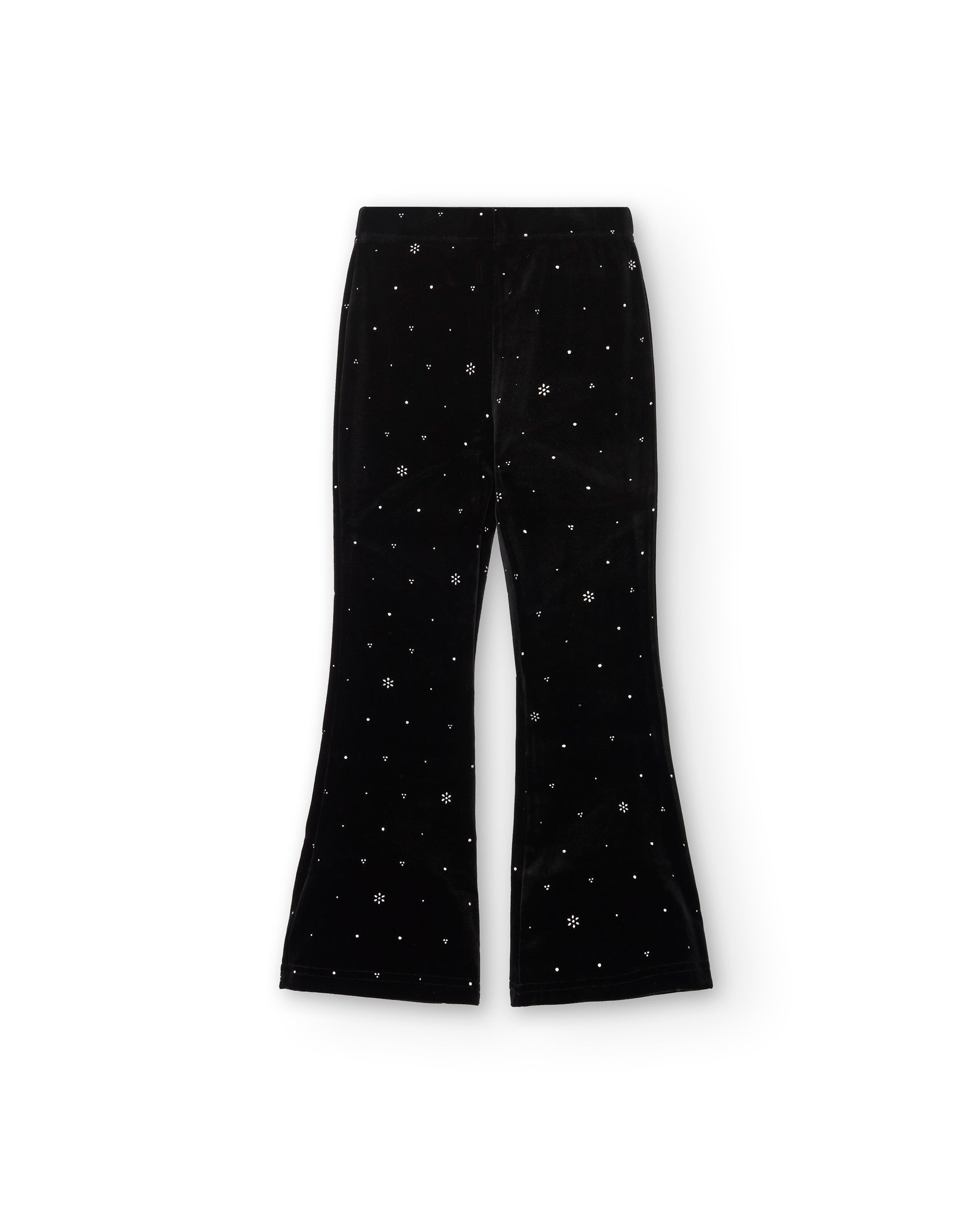 Pantalón acampanado de terciopelo negro con detalles de