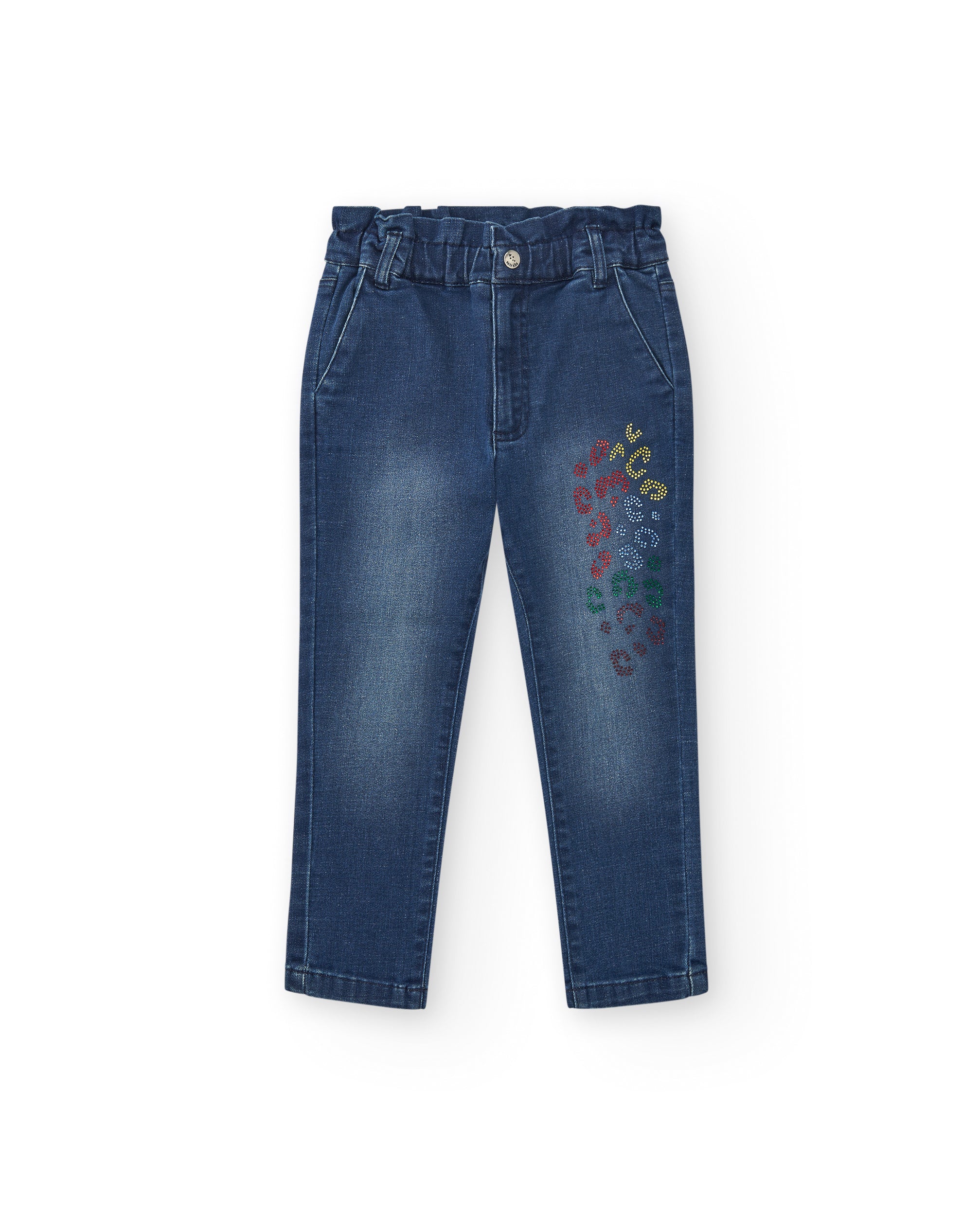 Pantalones vaqueros para niña con detalles de estampado floral