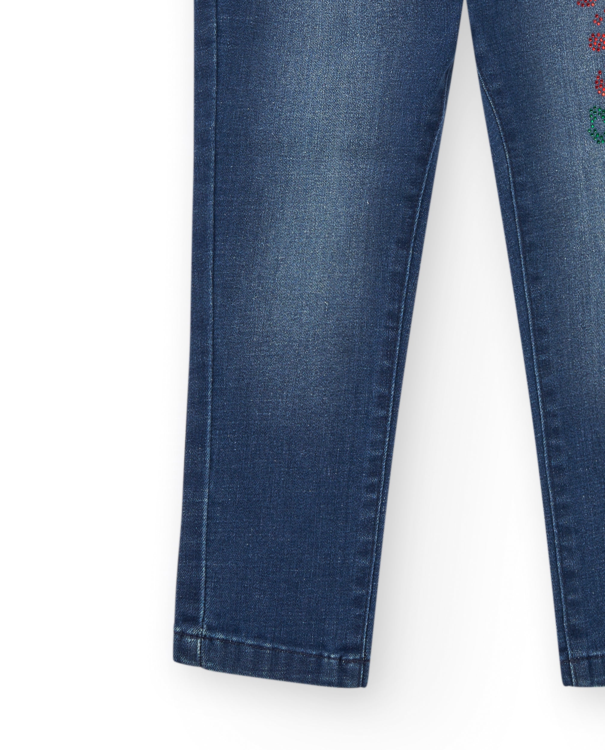 Pantalones vaqueros para niña con detalles de estampado floral
