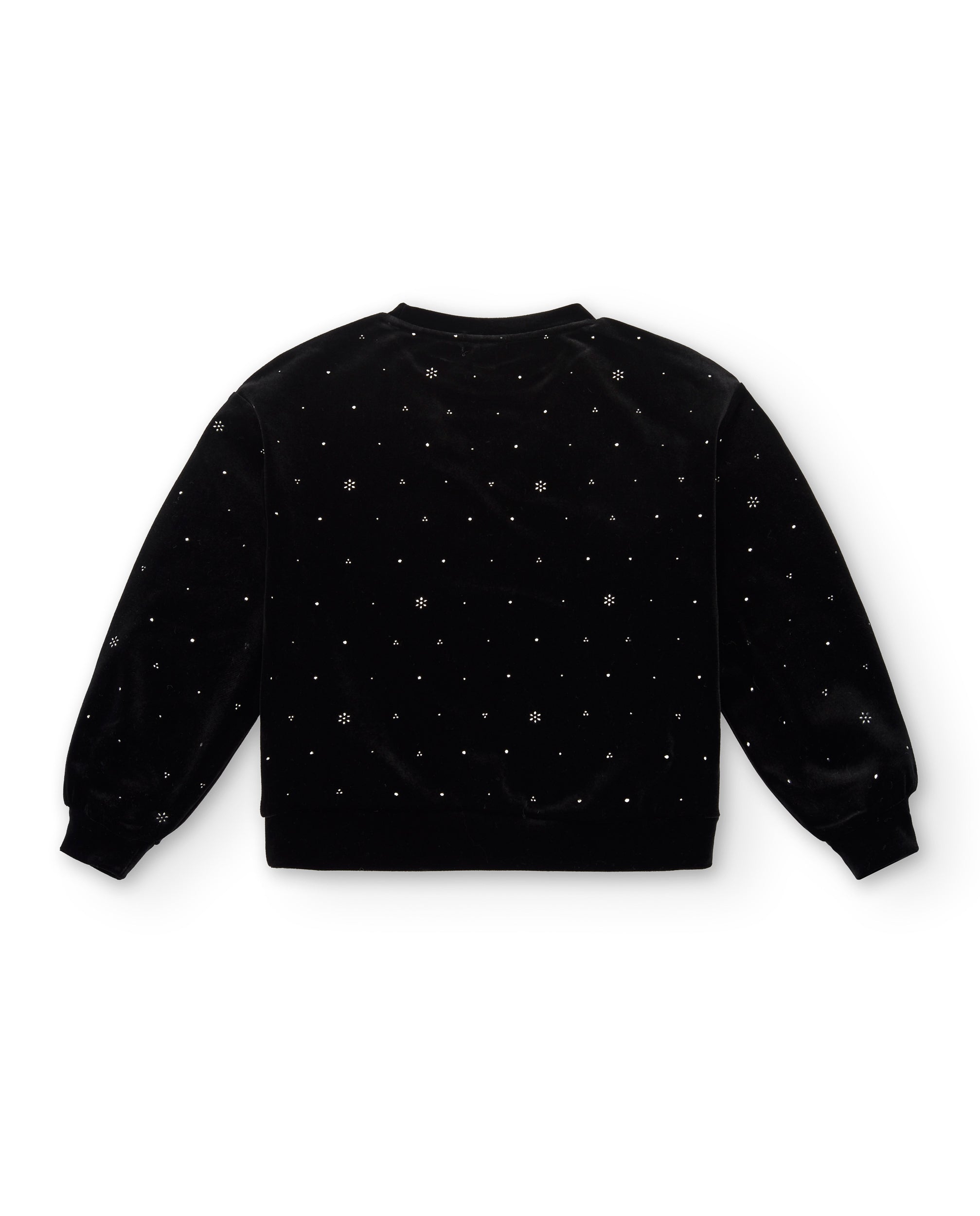 Sudadera de terciopelo negro con detalles de cristales para