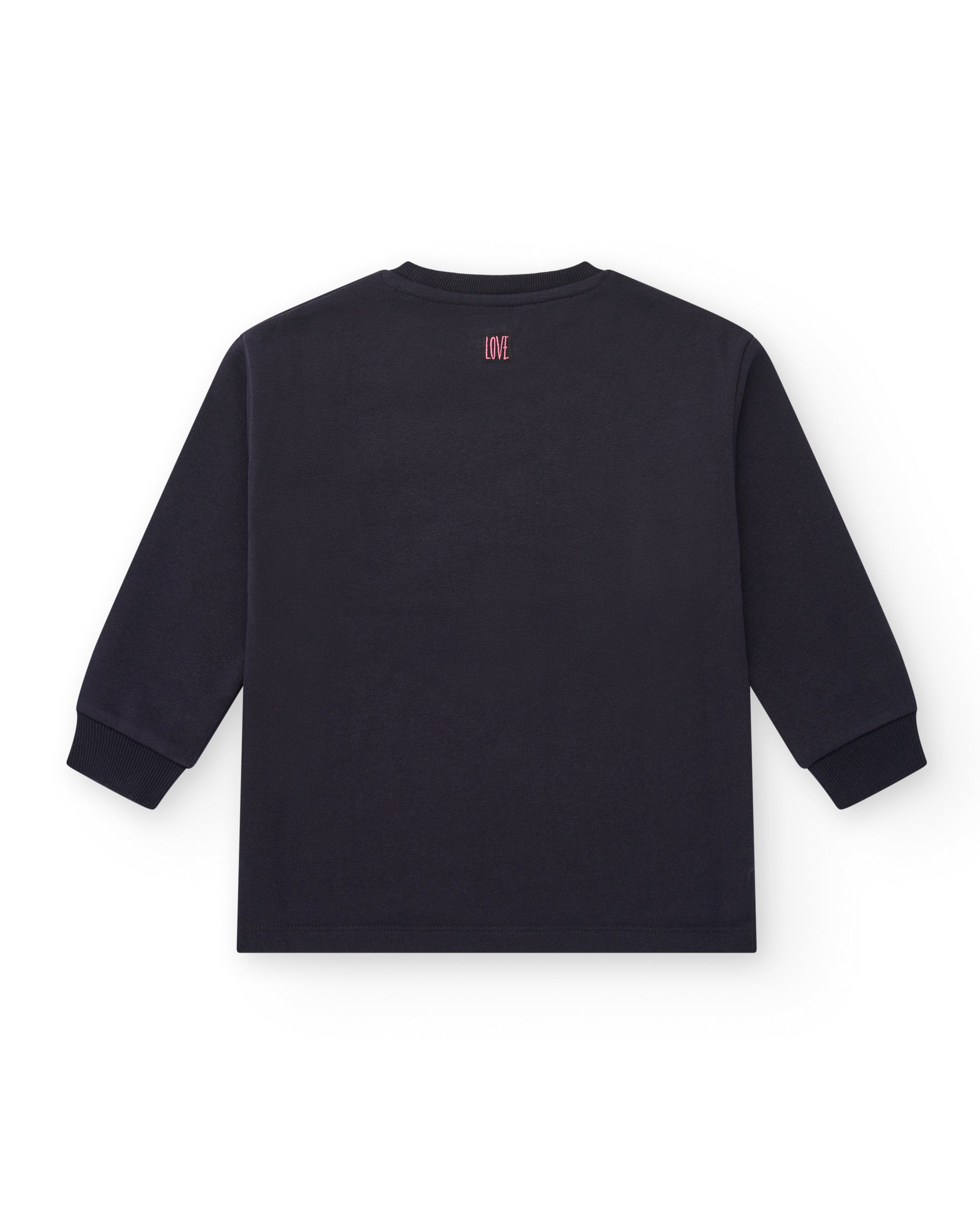 Sudadera negra con estampado rosa para niña colección Living in