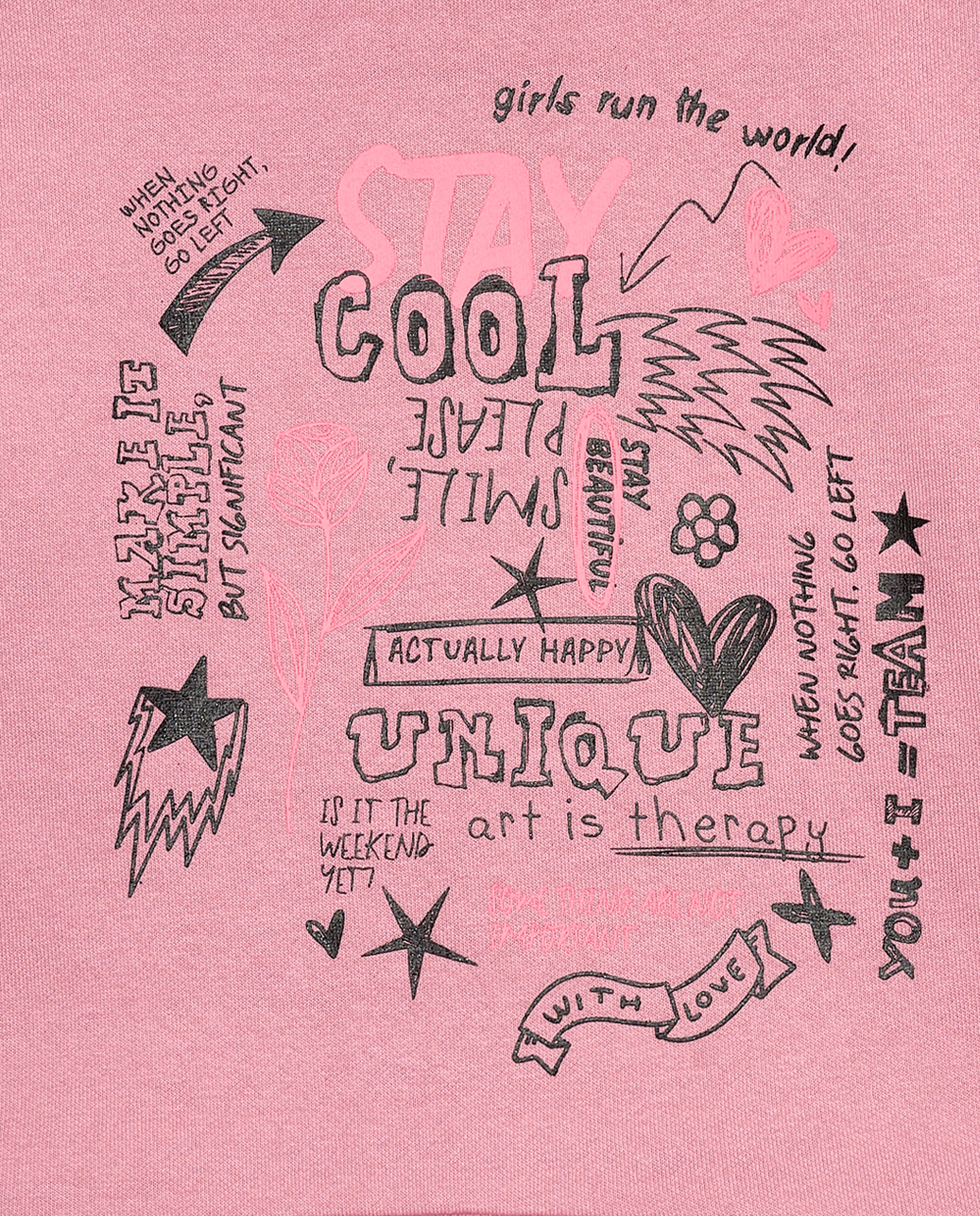 Sudadera rosa con mangas abullonadas y estampado colección