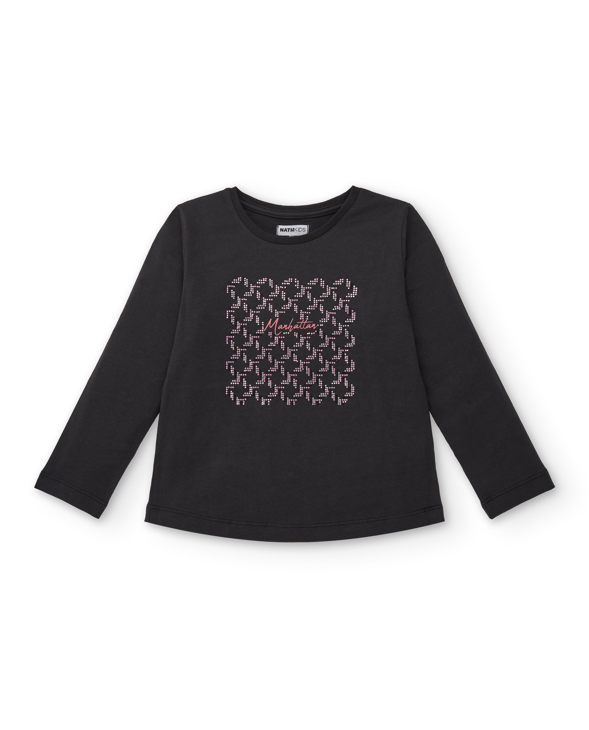 Camiseta de manga larga con estampado geométrico en negro para