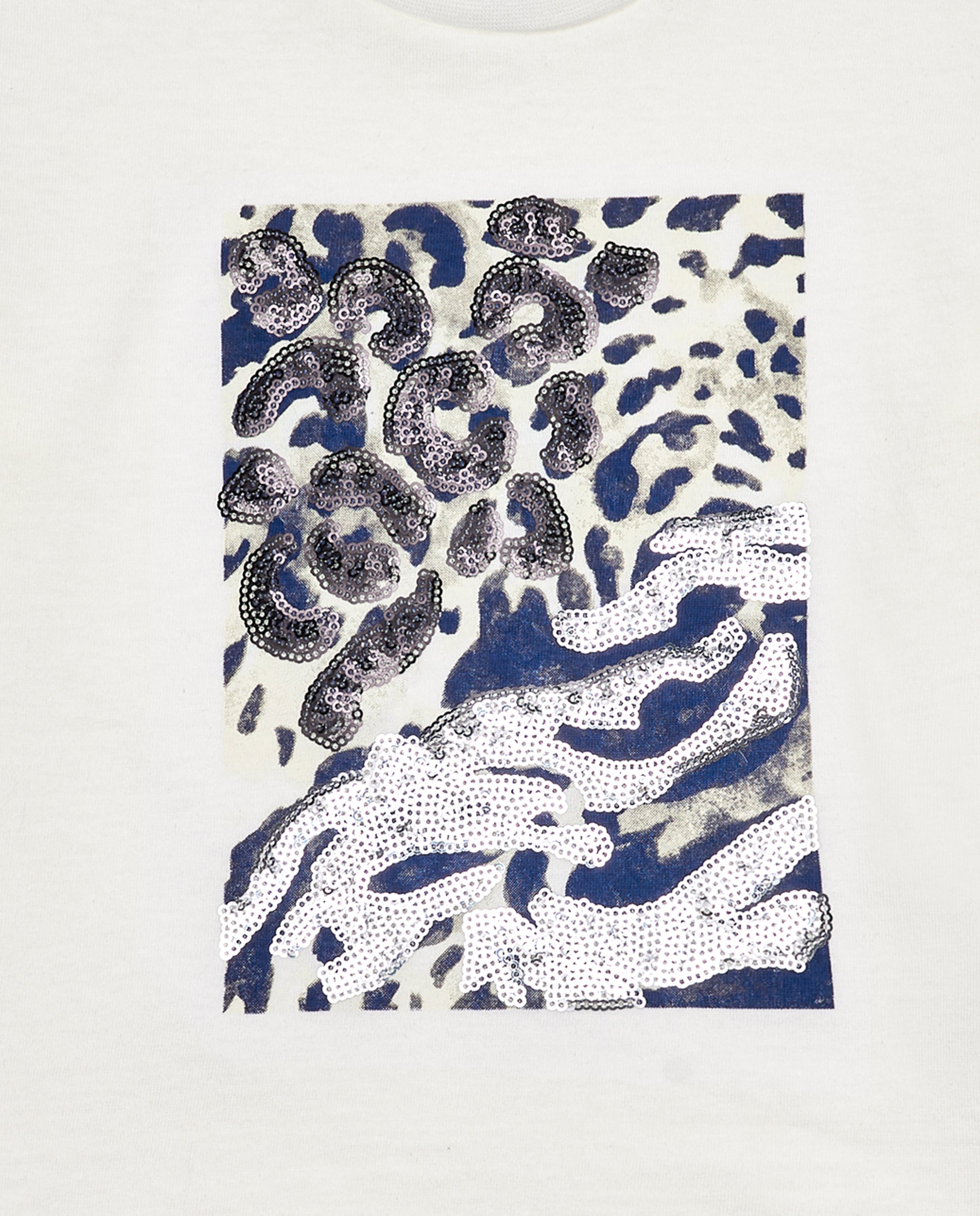 Camiseta manga larga niña en blanco con estampado abstracto y