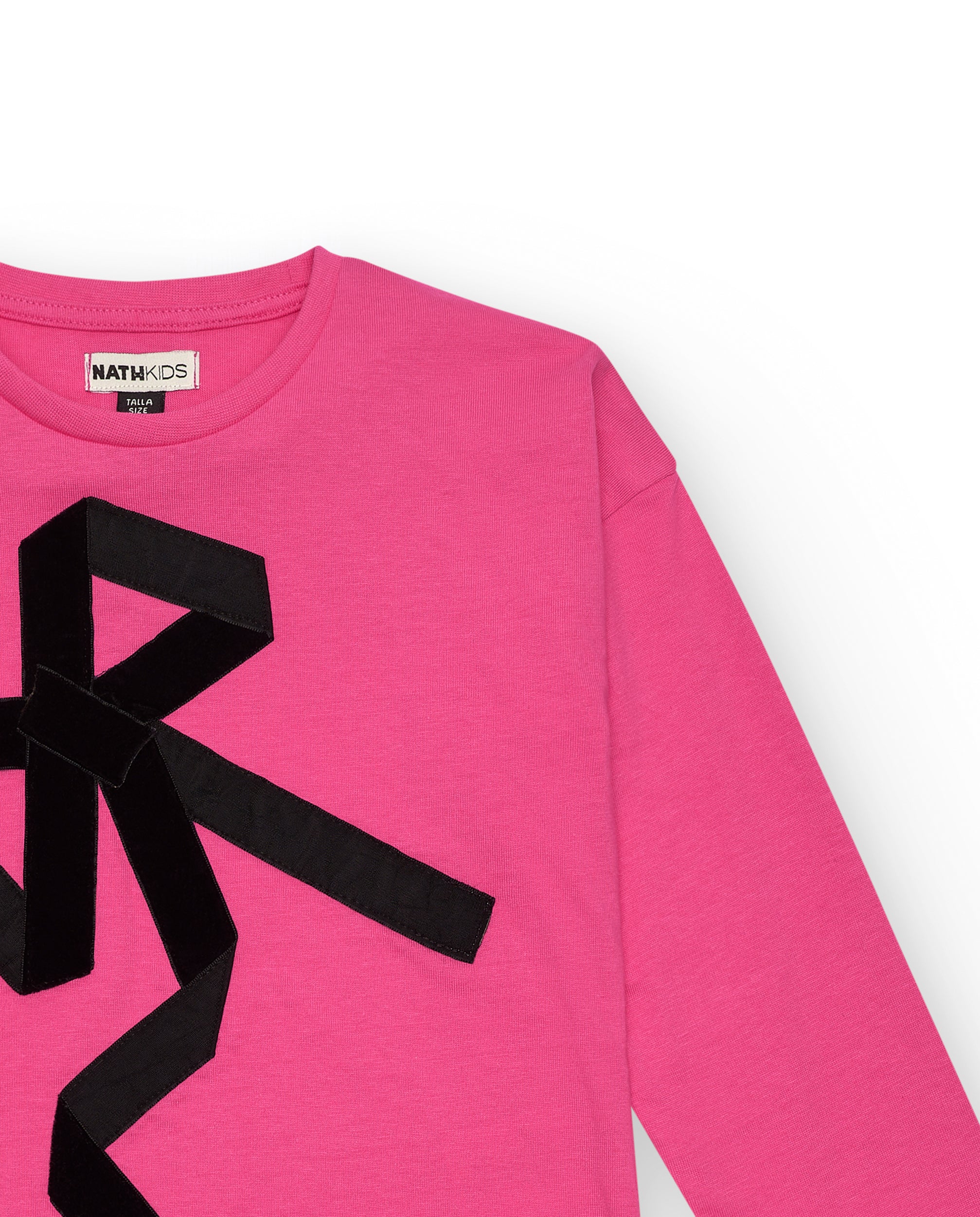 Camiseta rosa con lazo negro para niña colección Magic Poetry