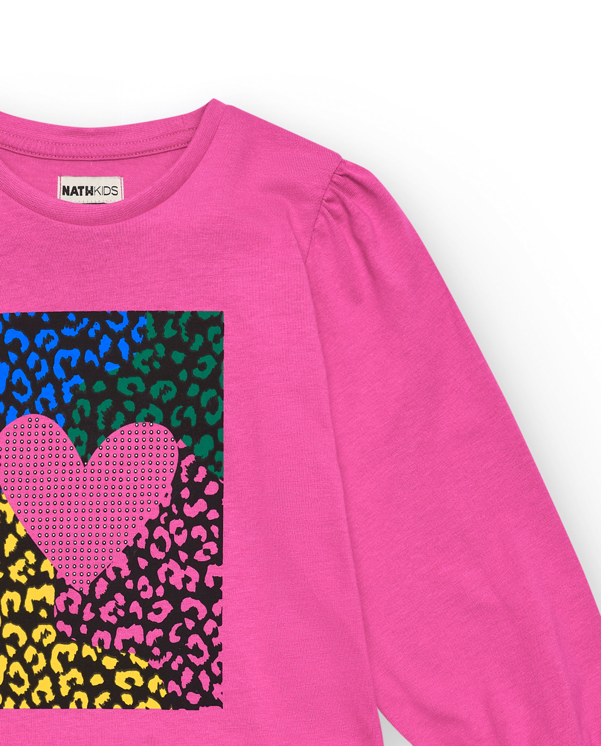 Camiseta rosa con estampado de corazón para niña colección