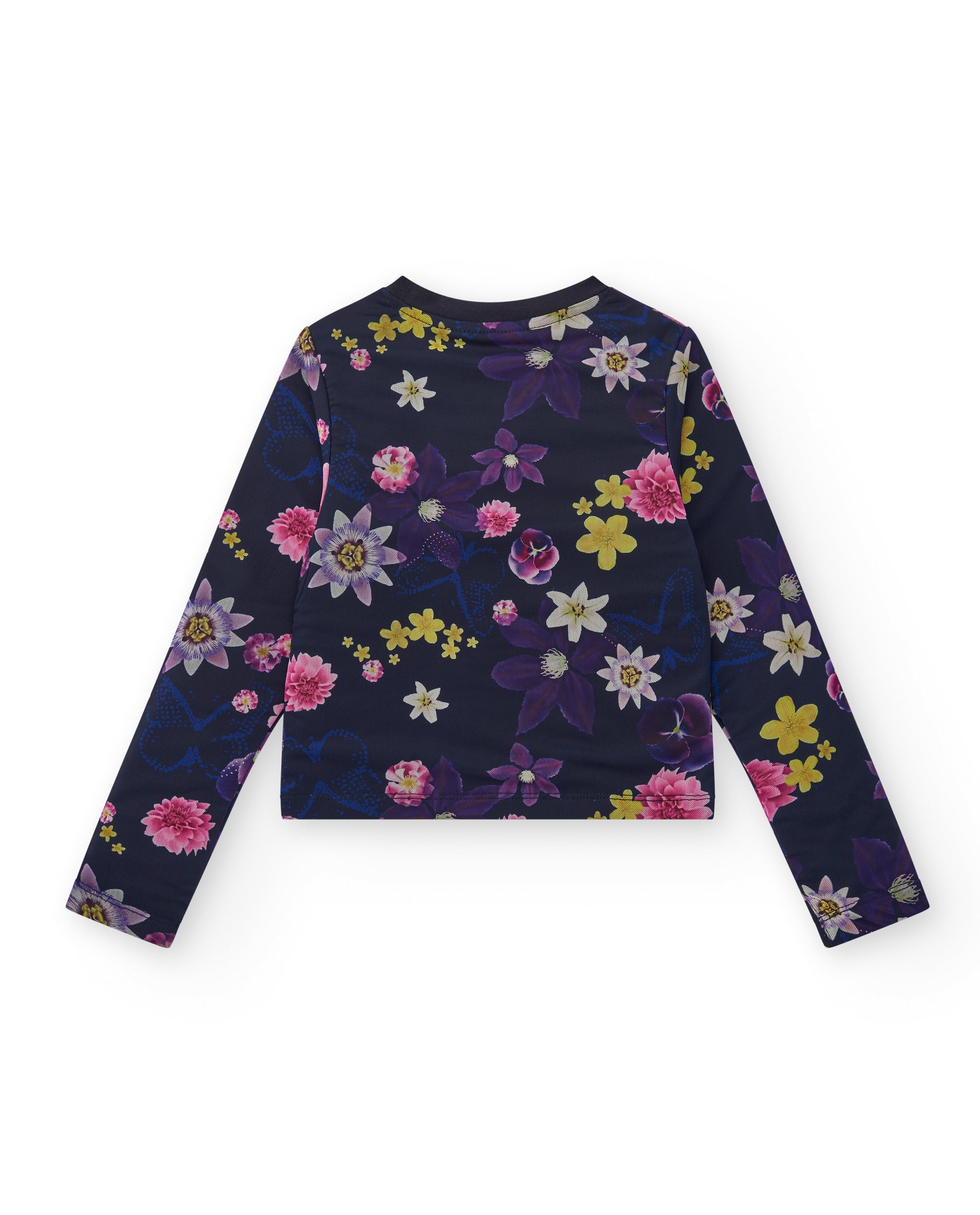 Camiseta de manga larga con estampado floral para niña